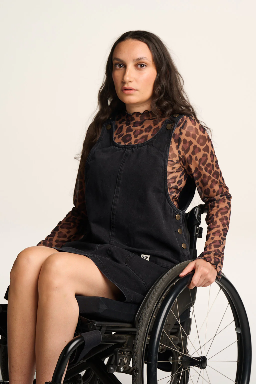 Layla - Mini Denim Dress in Washed Black