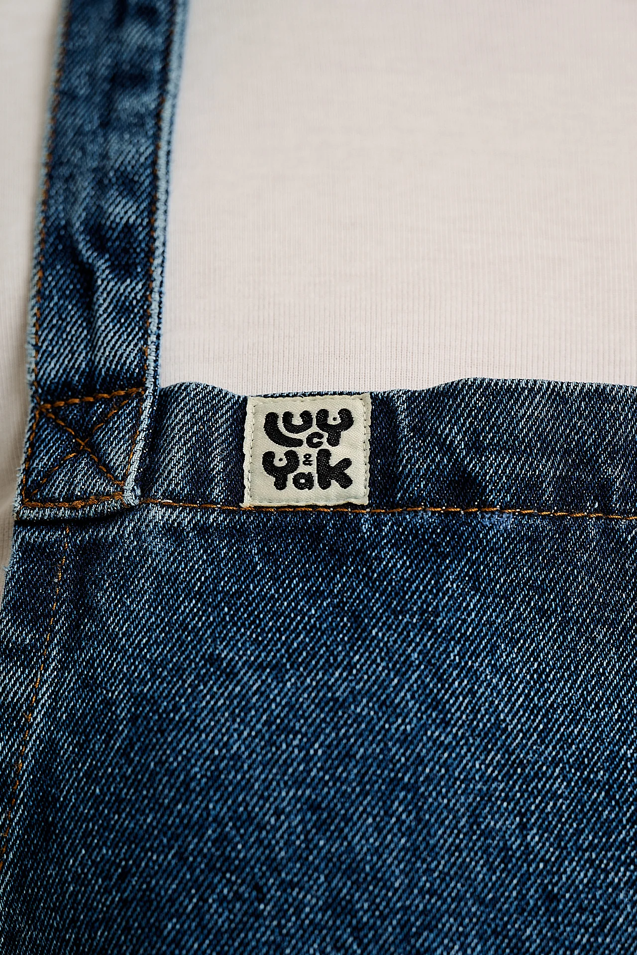 Amaia - Heavyweight Denim Apron in Mid Wash Blue