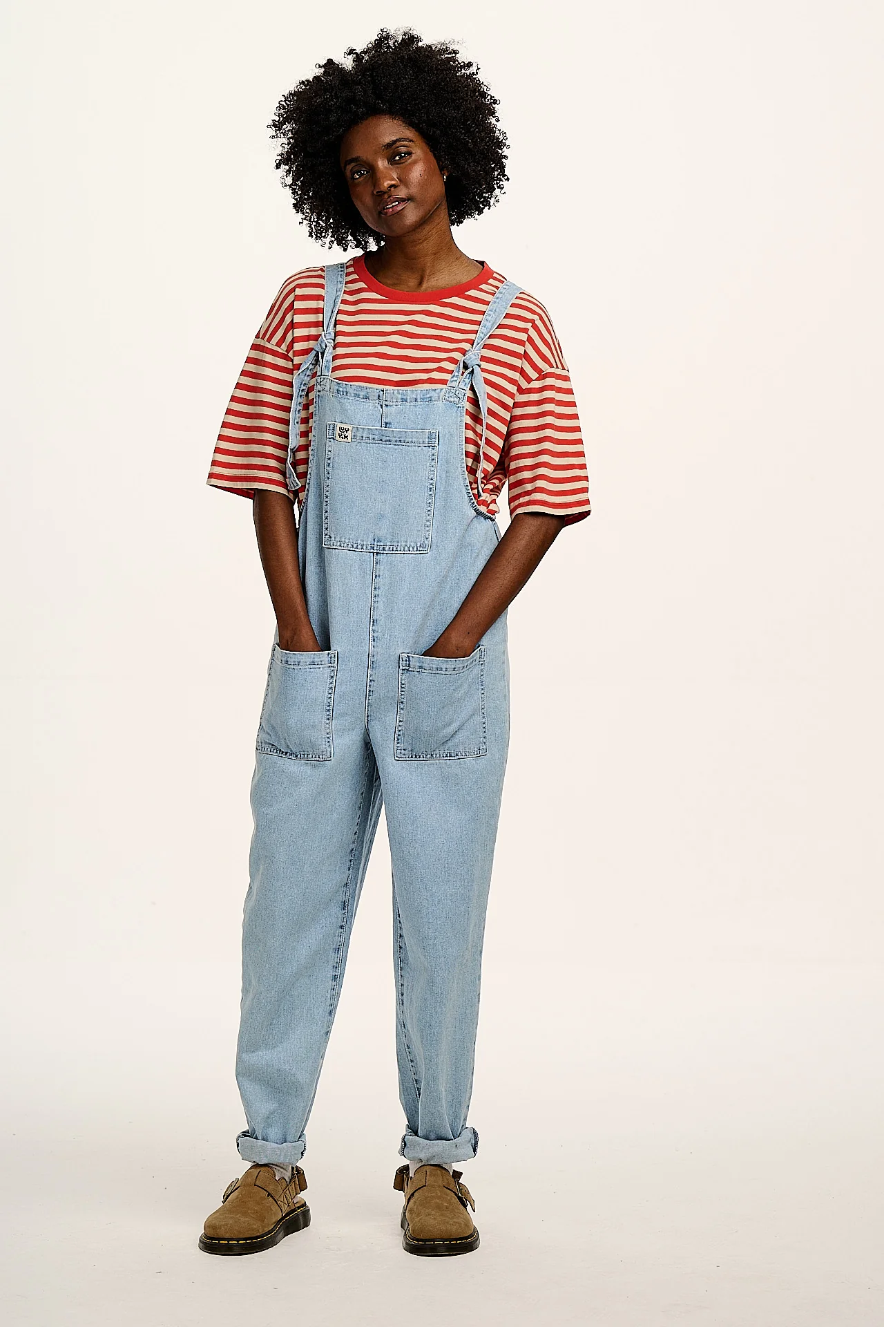 Benny - Oversized Cotton Tee in Red Stripe