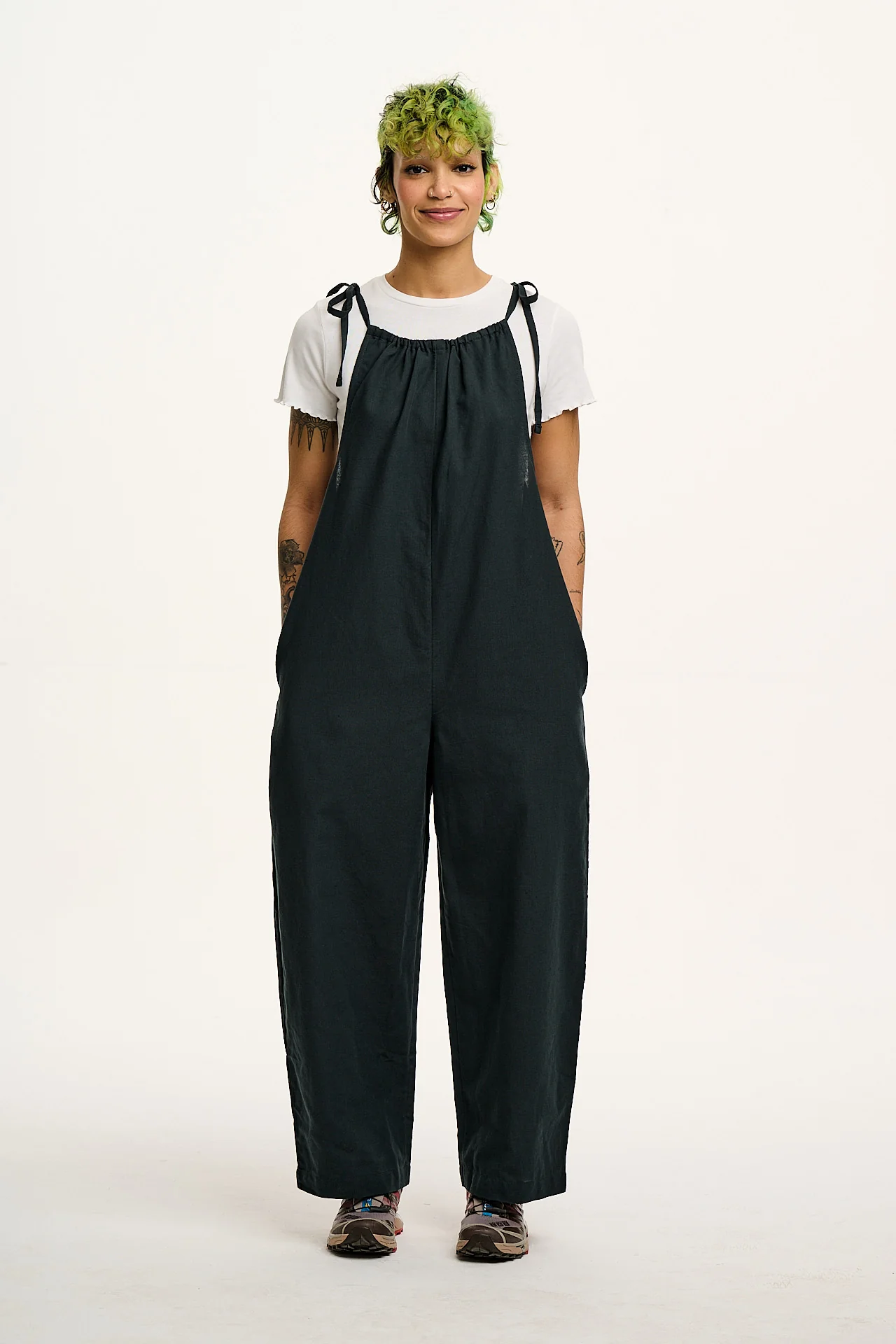 Ramona - Cotton & Linen Jumpsuit in Black