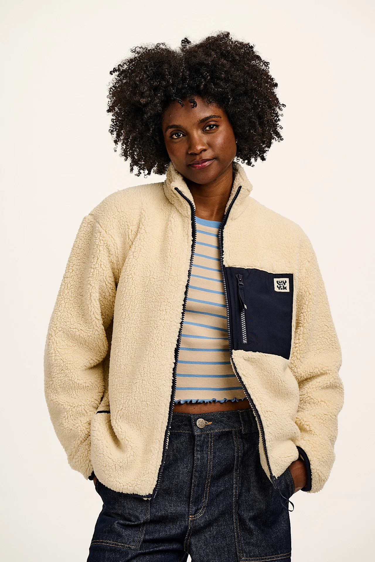 Harper - Borg Fleece Jacket in Cream