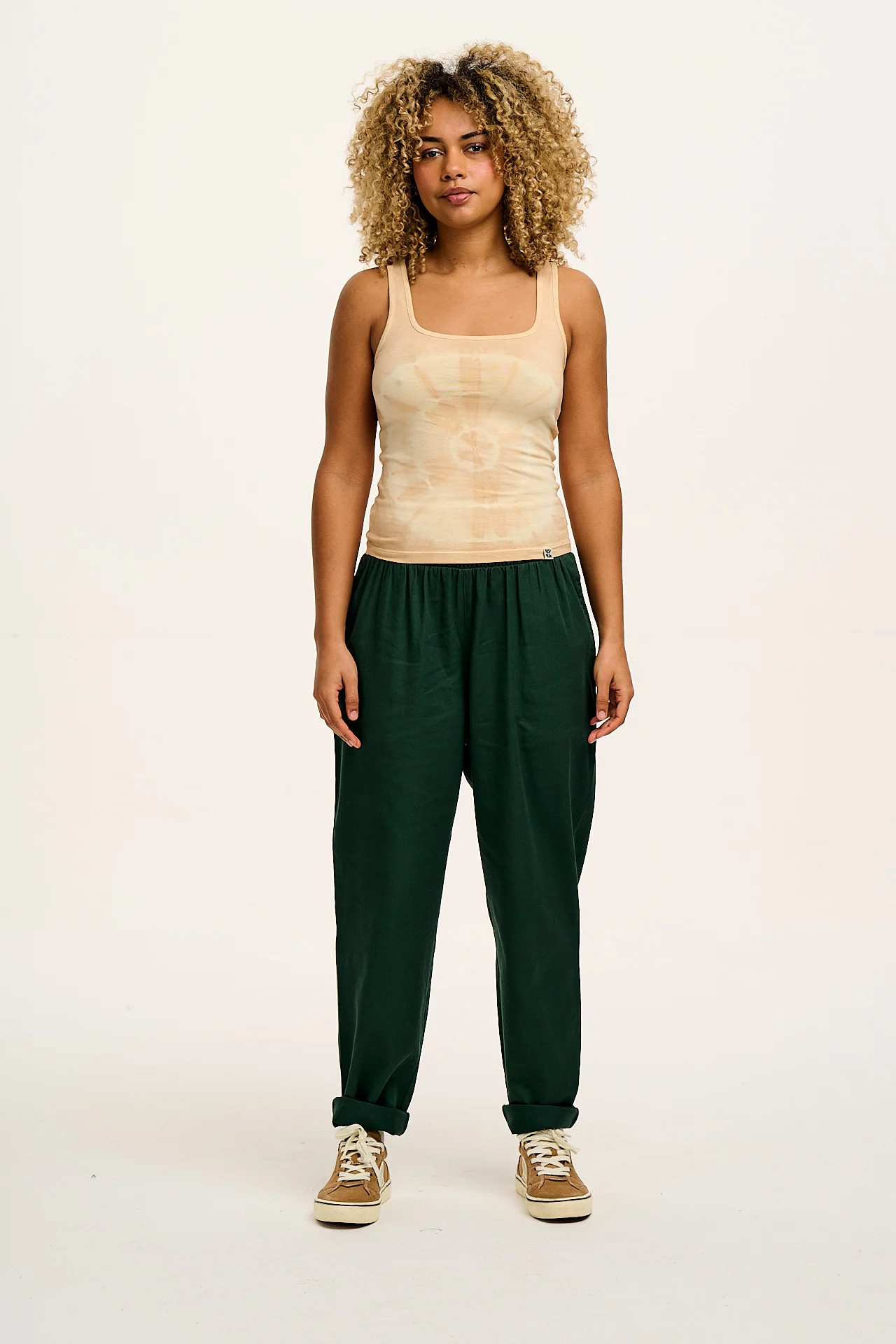 Alexa - Cotton Trousers in Posy Green