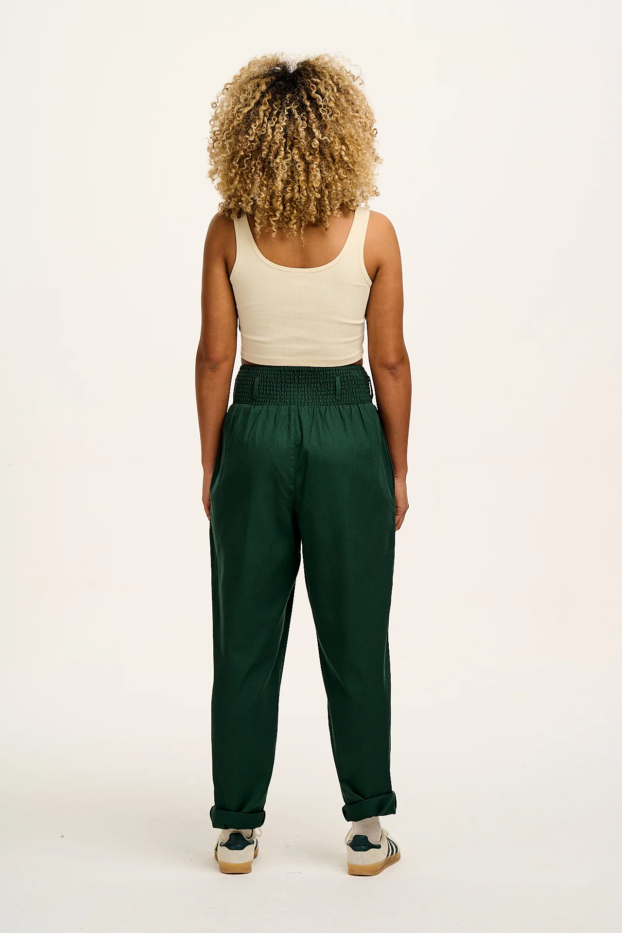 Alexa - Cotton Trousers in Posy Green
