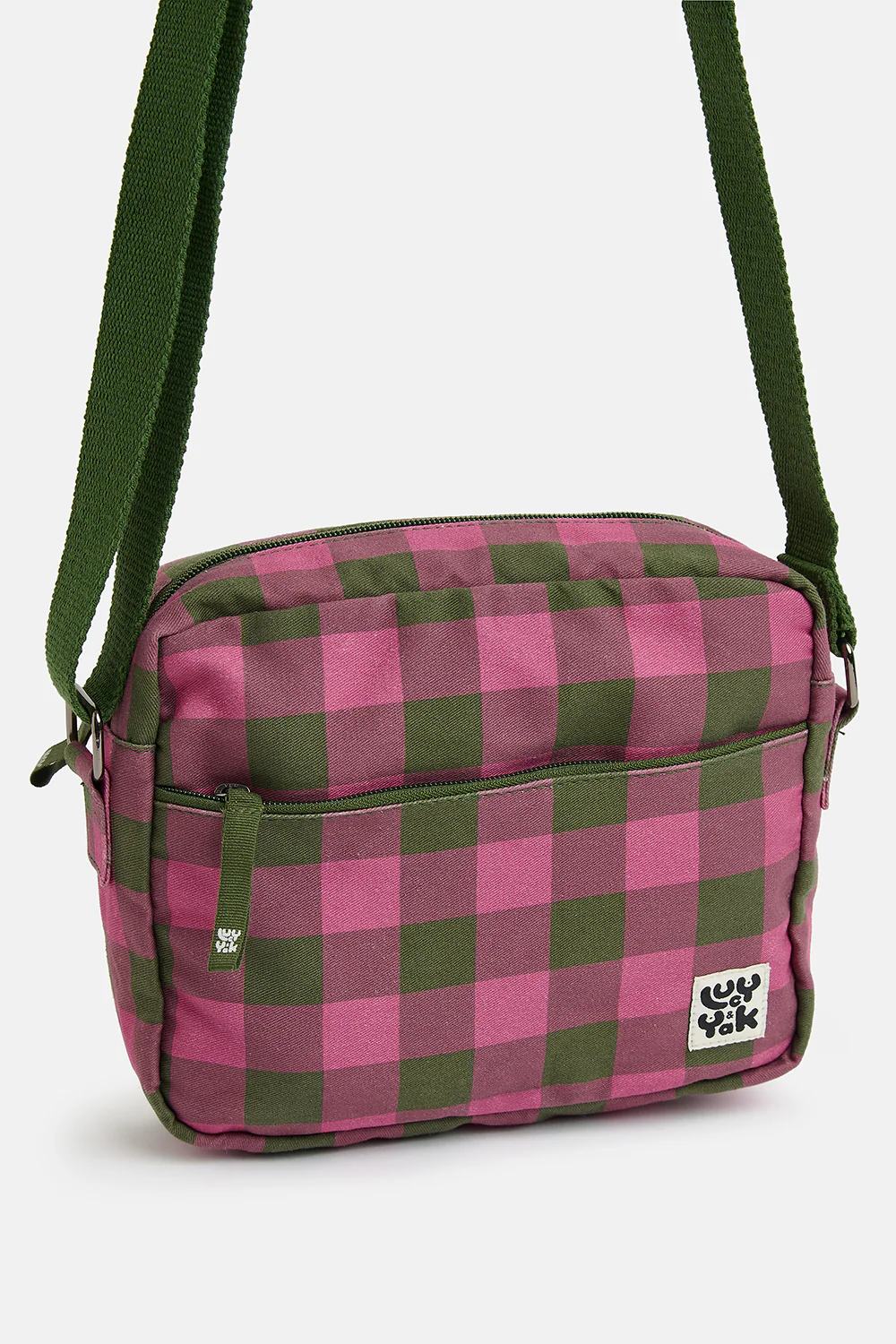 Dara - Crossbody Bag in Pink and Green Checkerboard