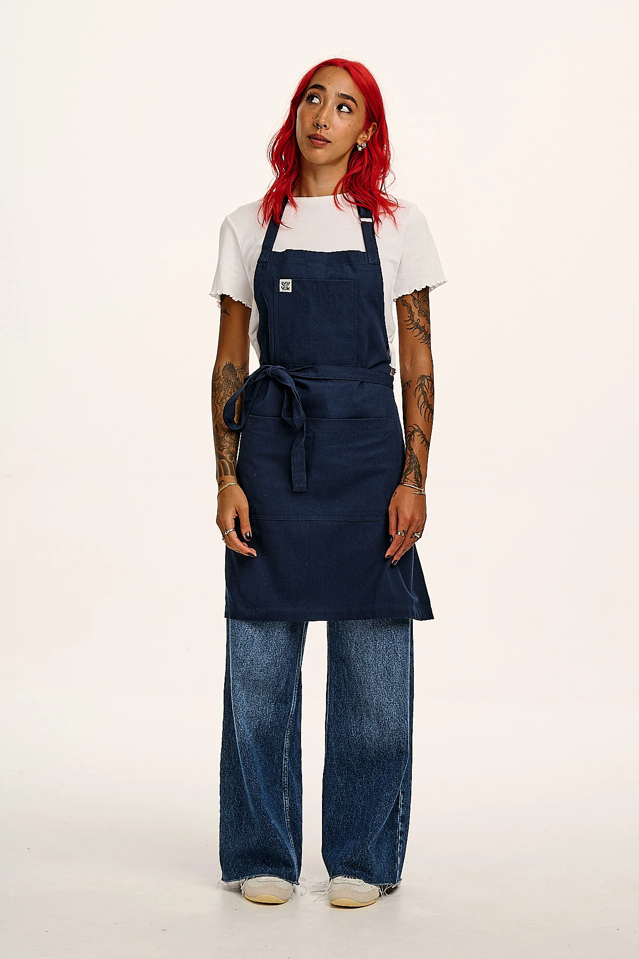 Ada - Midweight Cotton Apron in Navy Blue
