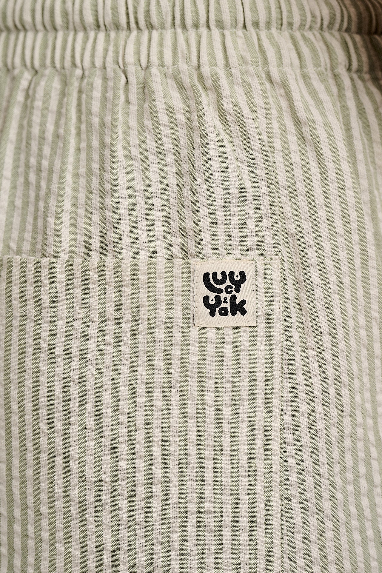 Chuck - Wide Leg Cotton Trousers in Green Stripe