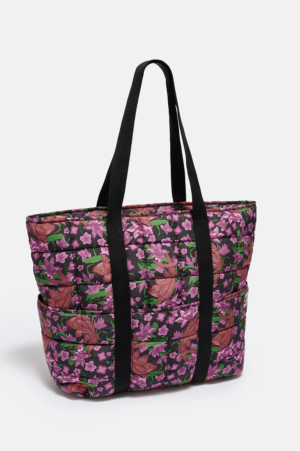 Dax - Quilted Tote in Pink Koi Print