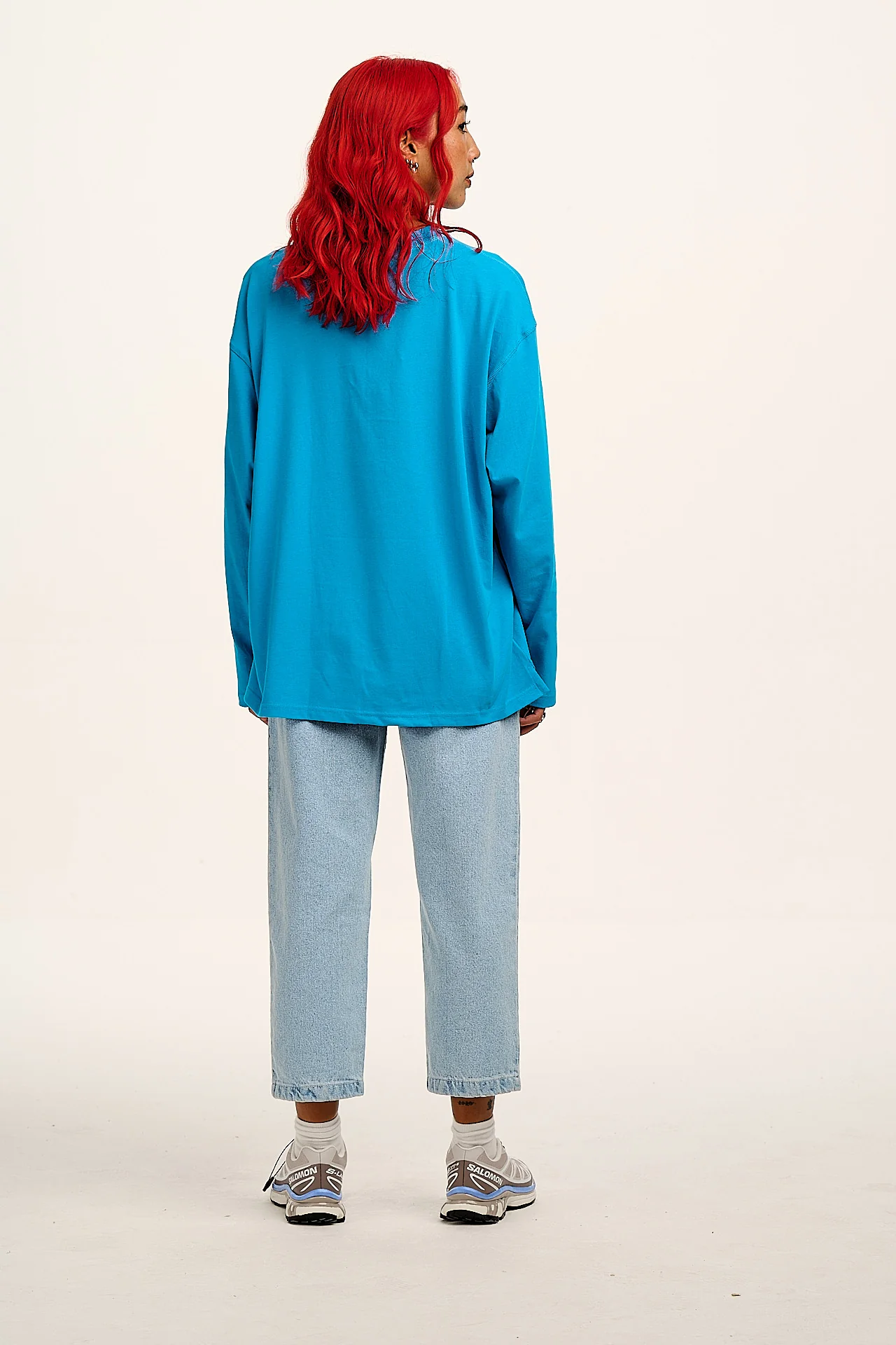 Murat - Long Sleeve Lightweight Cotton Tee in Hawaiian Blue