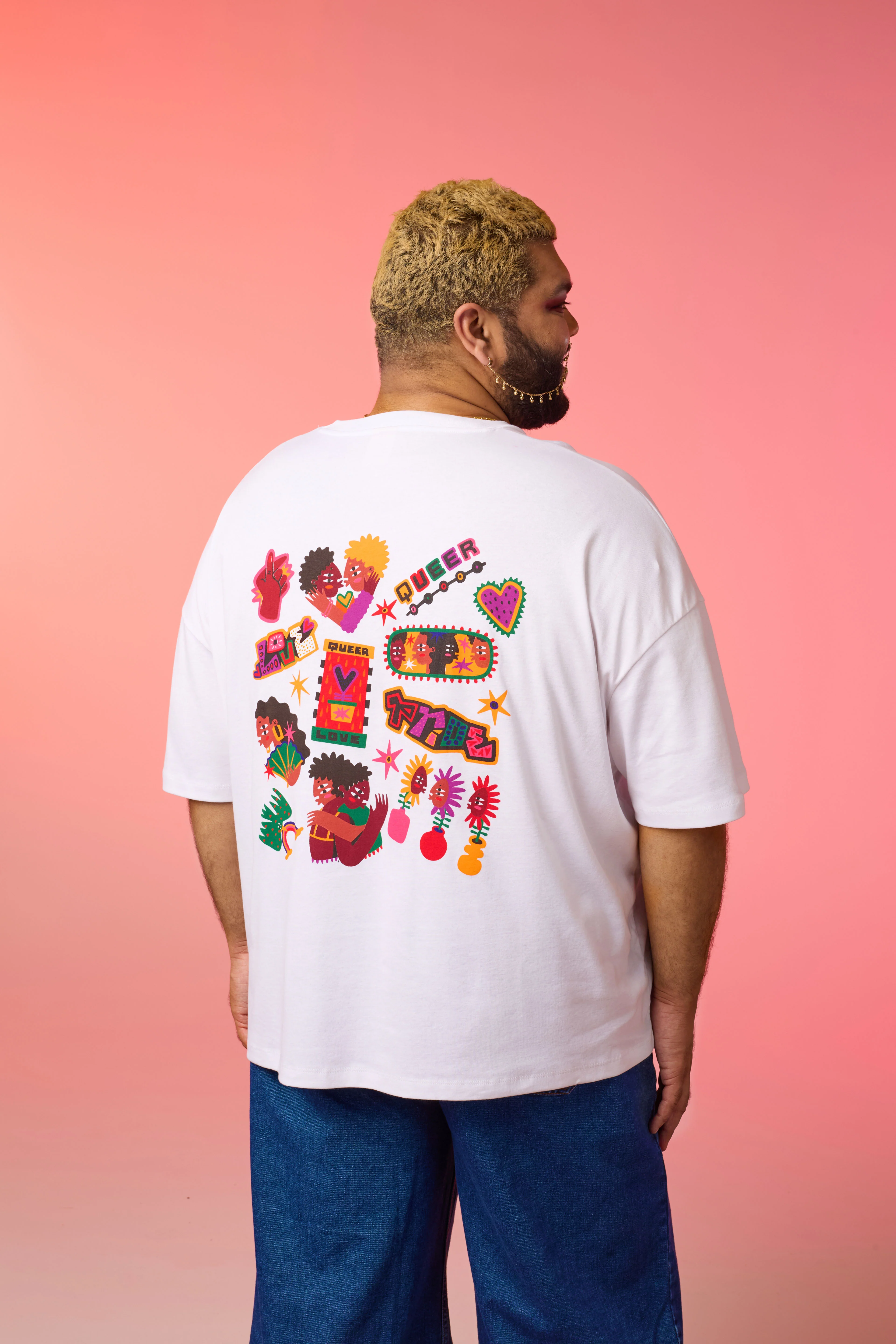 L.E. Benny - Oversized Cotton Tee in Artist Print by Amanda Lobos