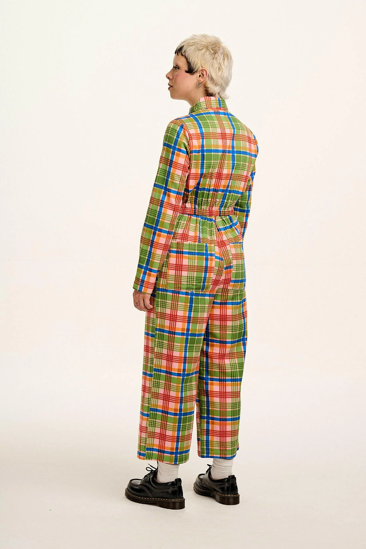 Tavira - Cotton Long Sleeve Jumpsuit in Kitchen Check