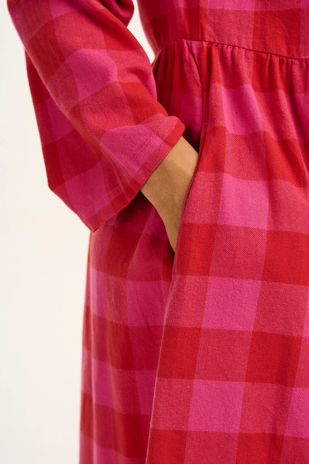 Micah - Midi Dress in Pink Checkerboard