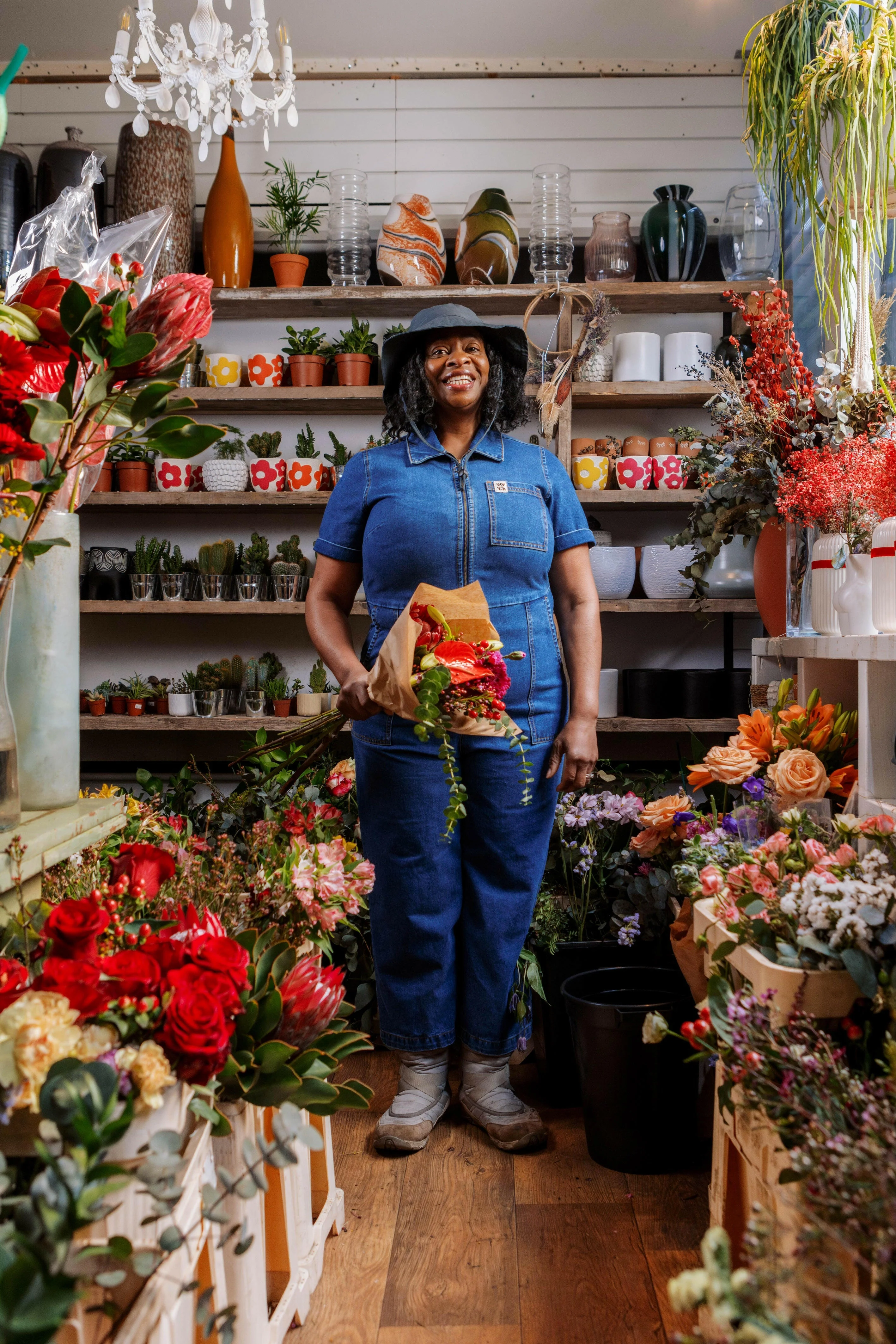 Ragan - Denim Jumpsuit in Mid Wash Blue