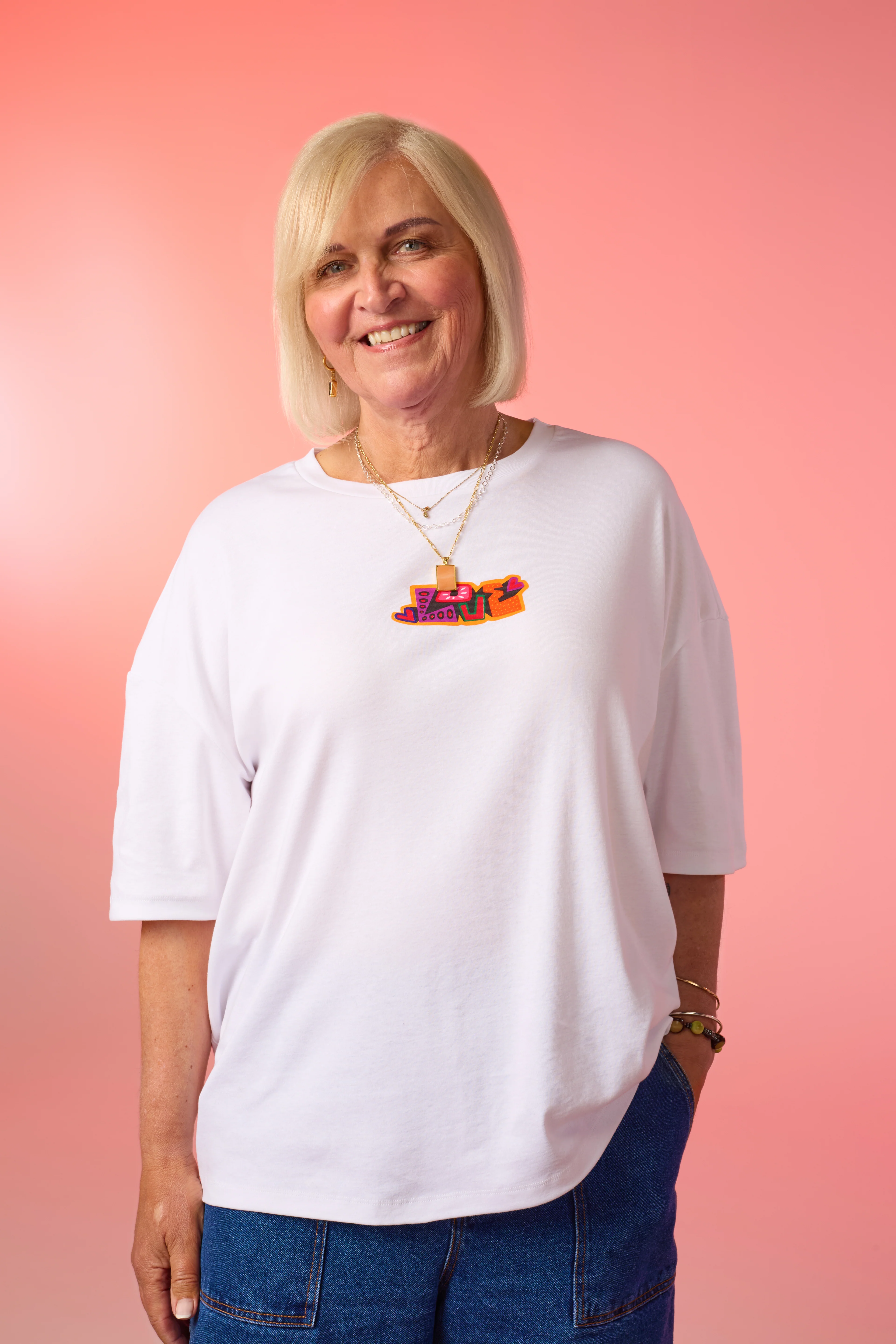 L.E. Benny - Oversized Cotton Tee in Artist Print by Amanda Lobos