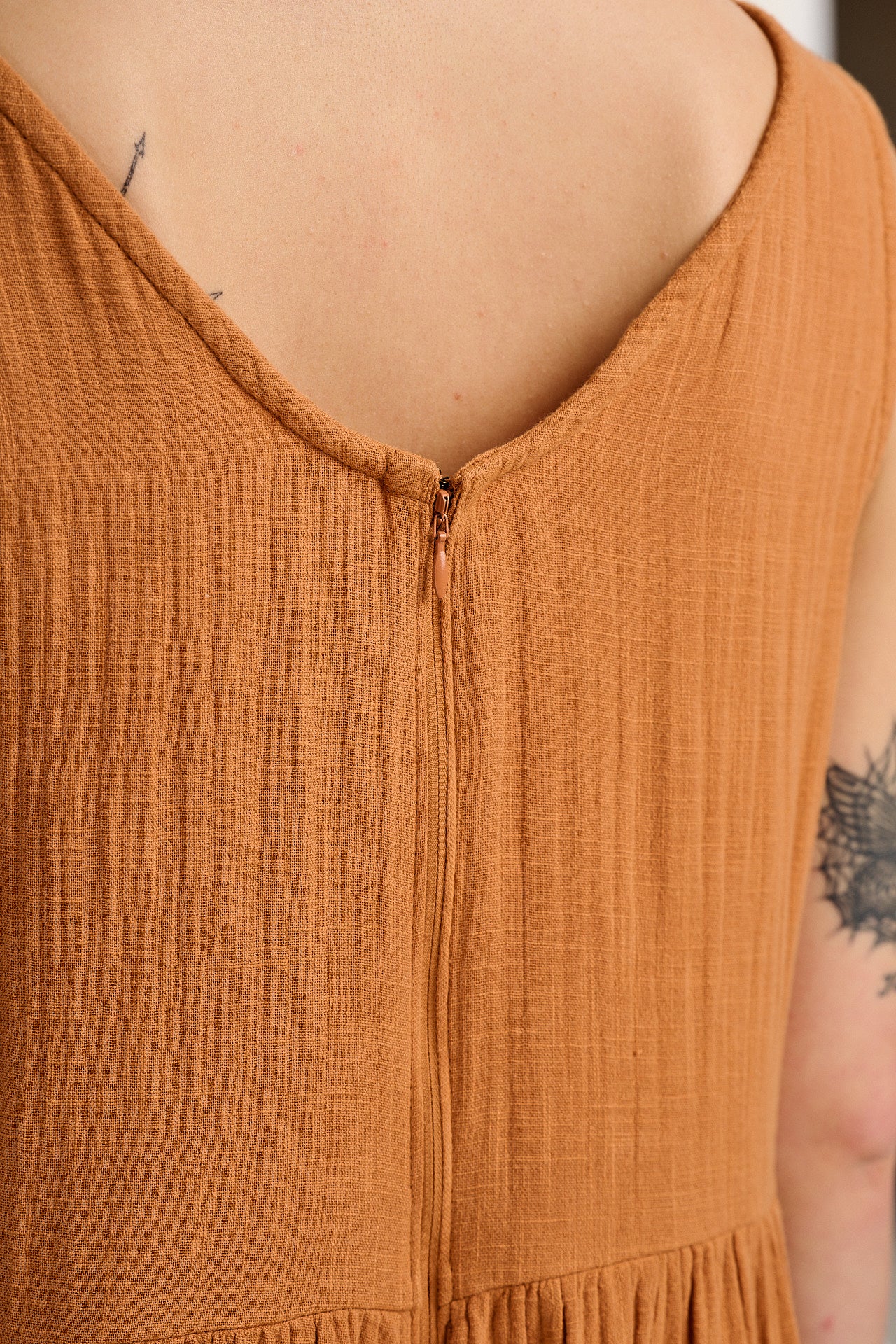 Bellamy - Wide Leg Cotton Jumpsuit in Terracotta