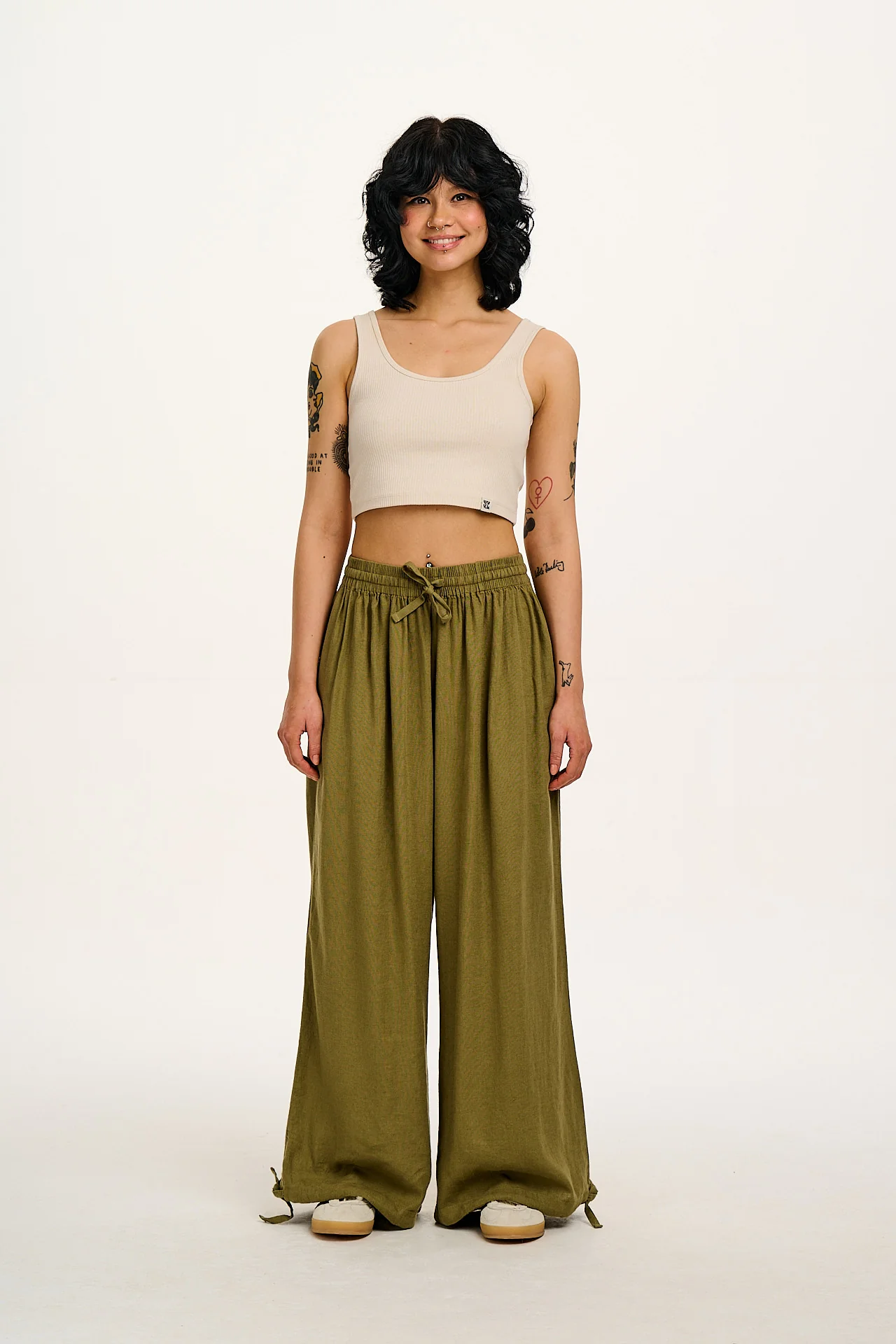 Mylo - Wide Leg Trousers in Herb Garden Green