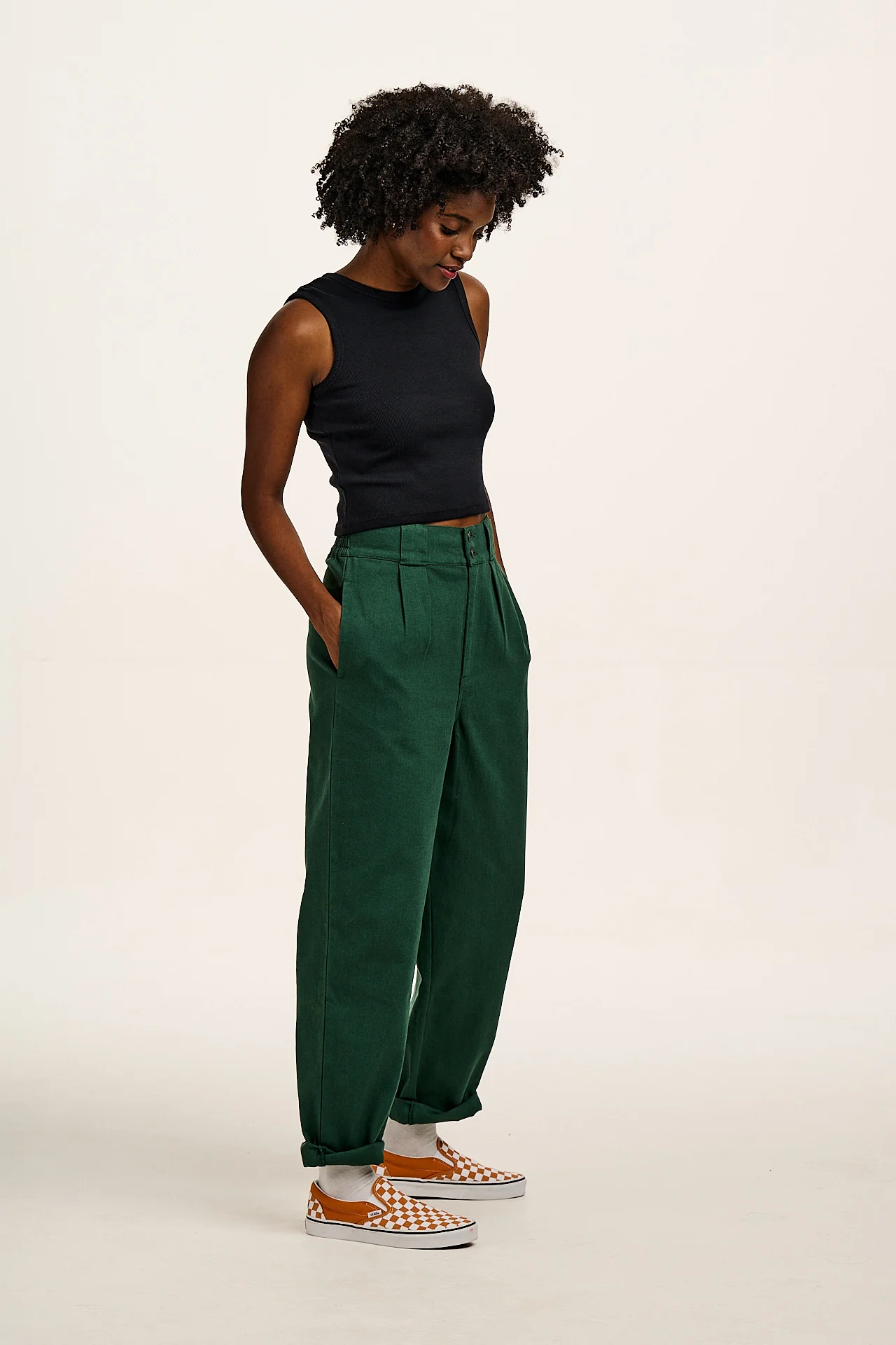 Addison - Cotton Jeans in Posy Green