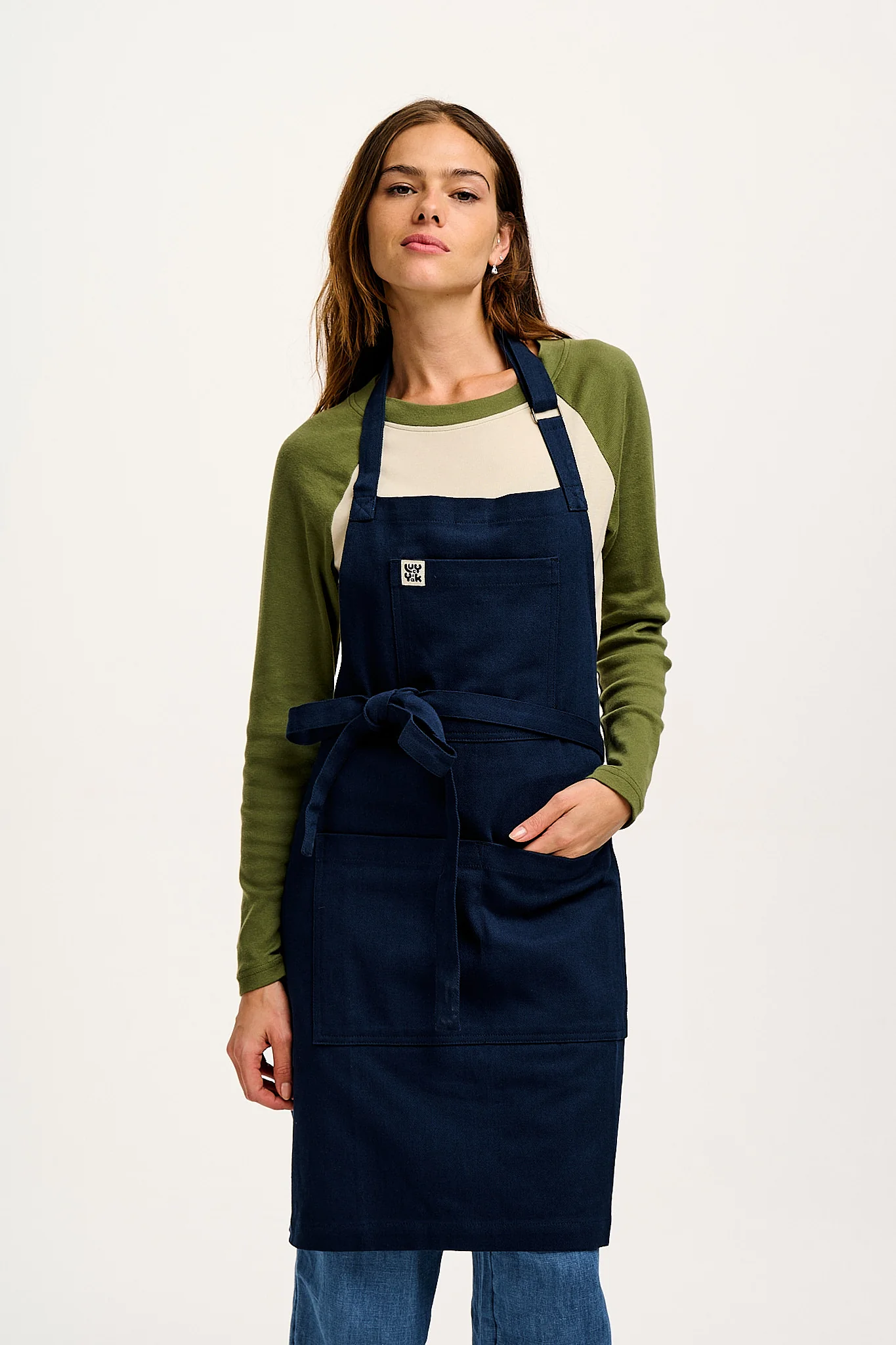 Ada - Heavyweight Cotton Apron in Navy Blue