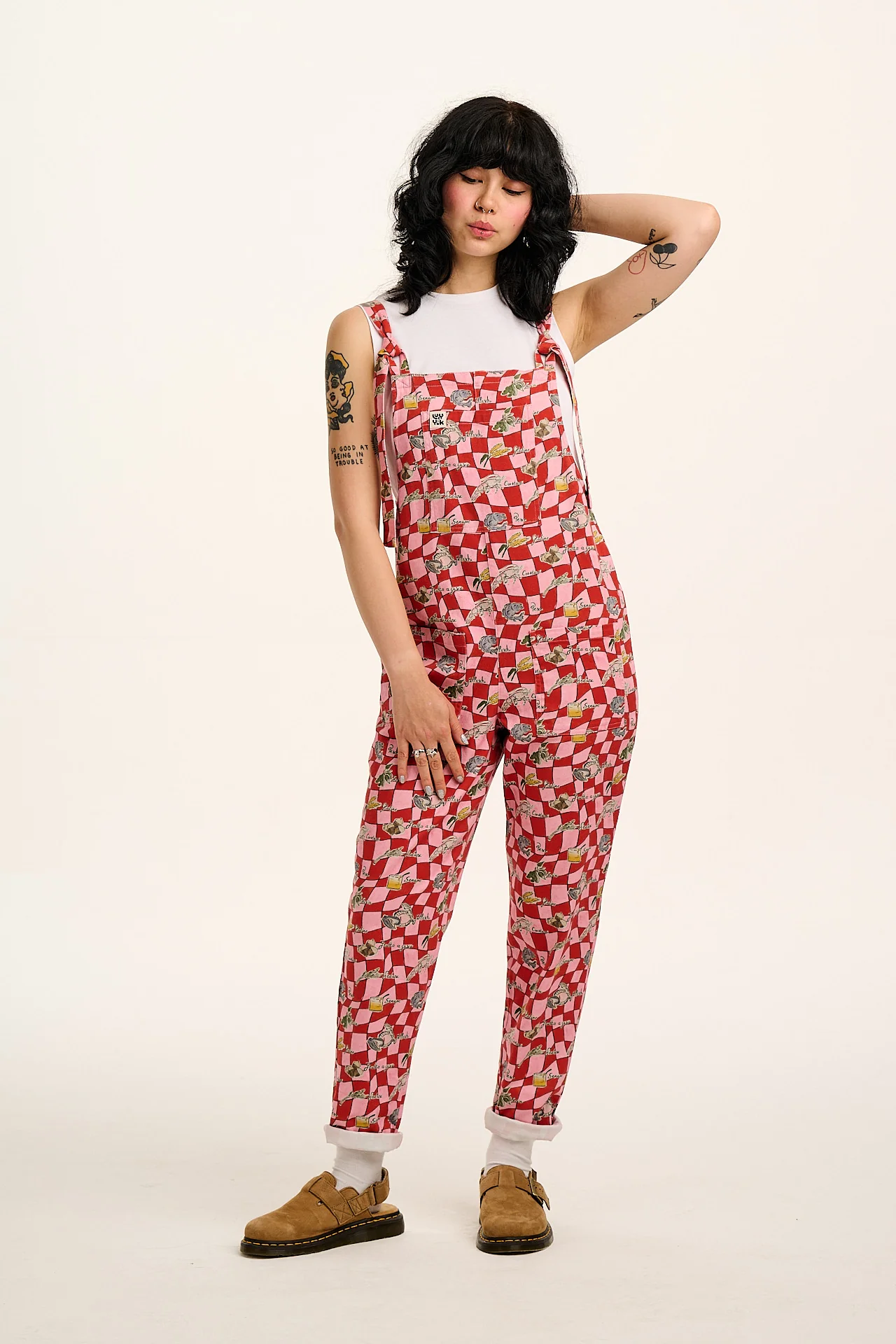 Original - Cotton Dungarees in Pink & Red Sorrento Print