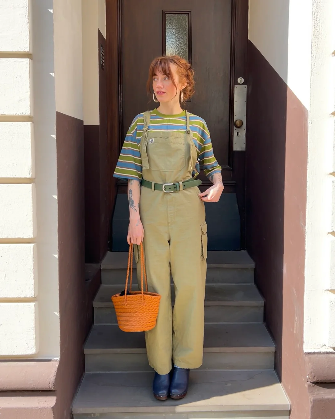 Colorado - Cotton Cargo Dungarees in Herb Garden Green