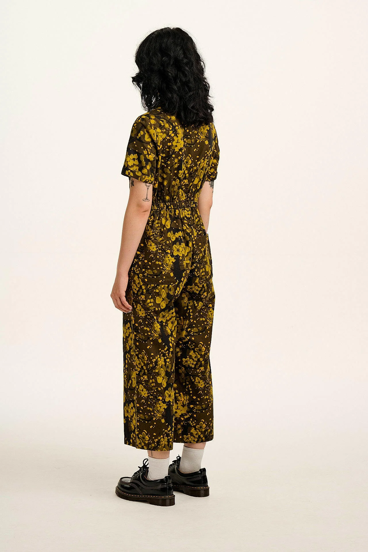 Ragan - Cotton Jumpsuit in Green Blossom Print