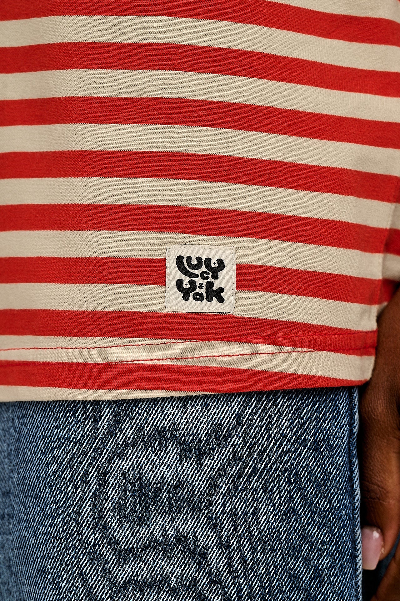 Benny - Oversized Cotton Tee in Red Stripe