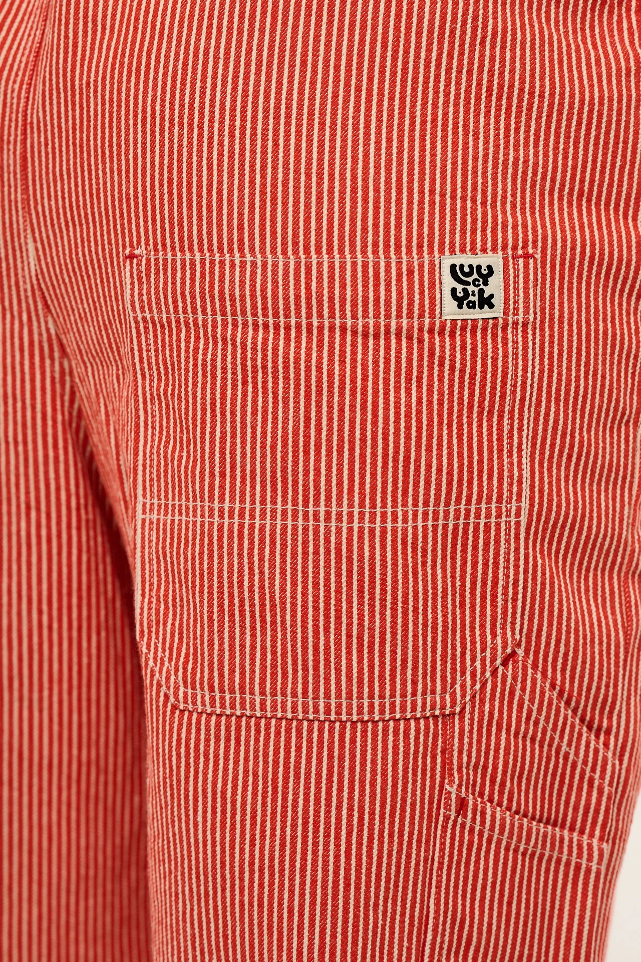 Mullen - Dungarees in Red Hickory Stripe