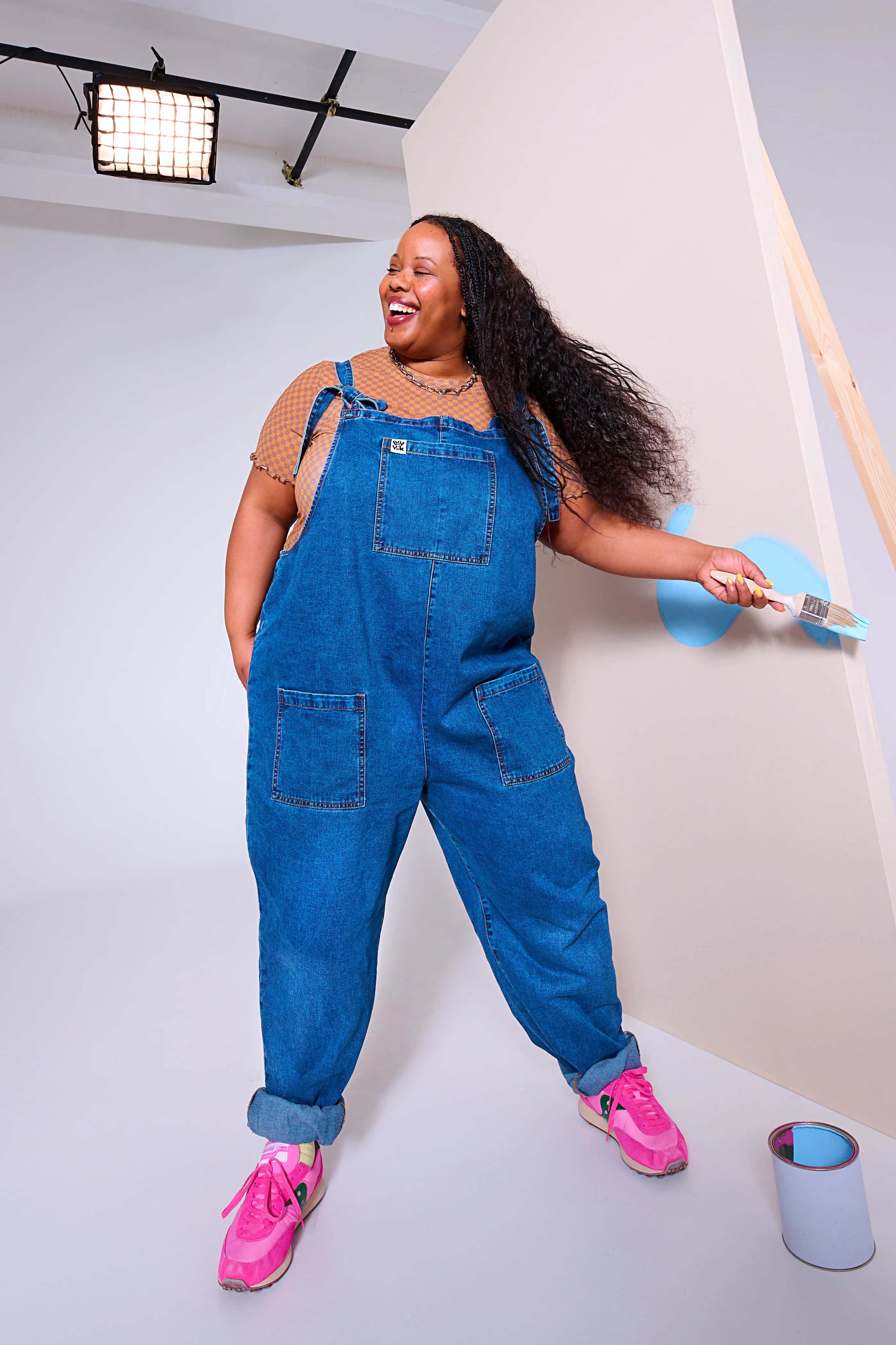 Original - Denim Dungarees in Mid Wash Blue