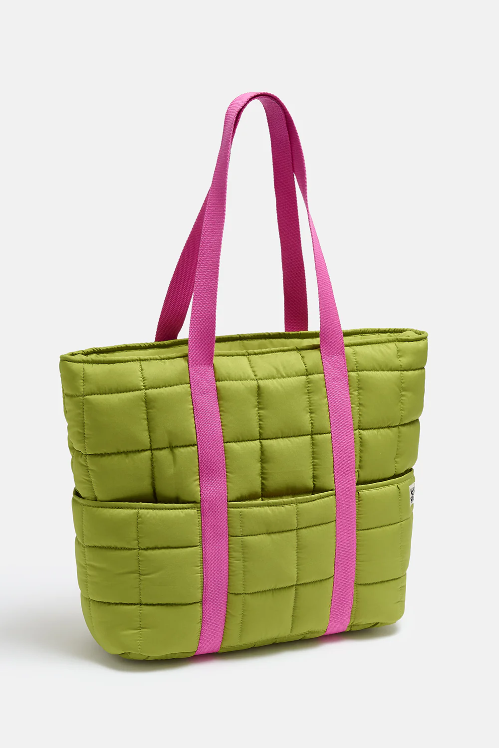Dax - Quilted Tote in Lima Bean Green & Pink