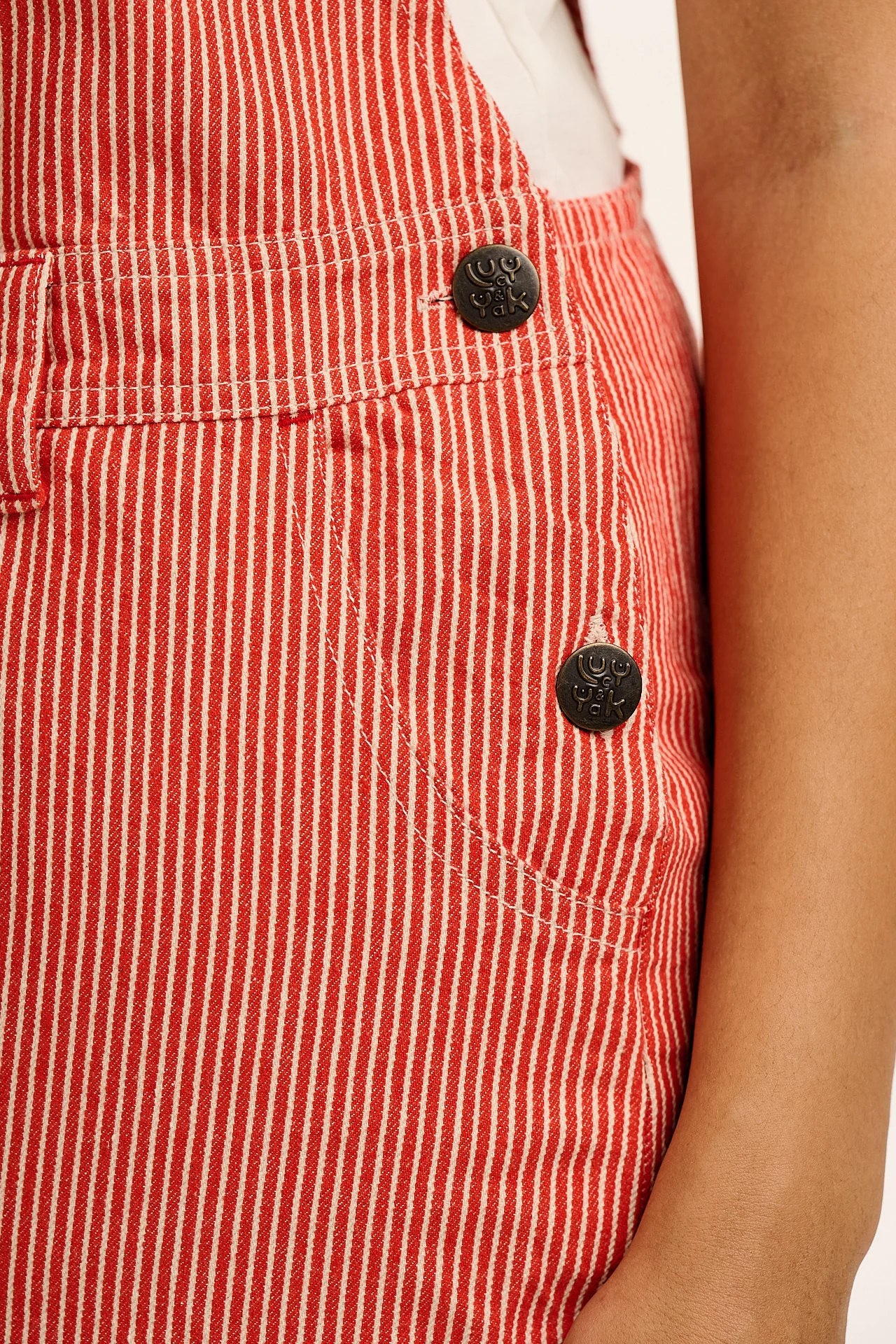 Mullen - Dungarees in Red Hickory Stripe