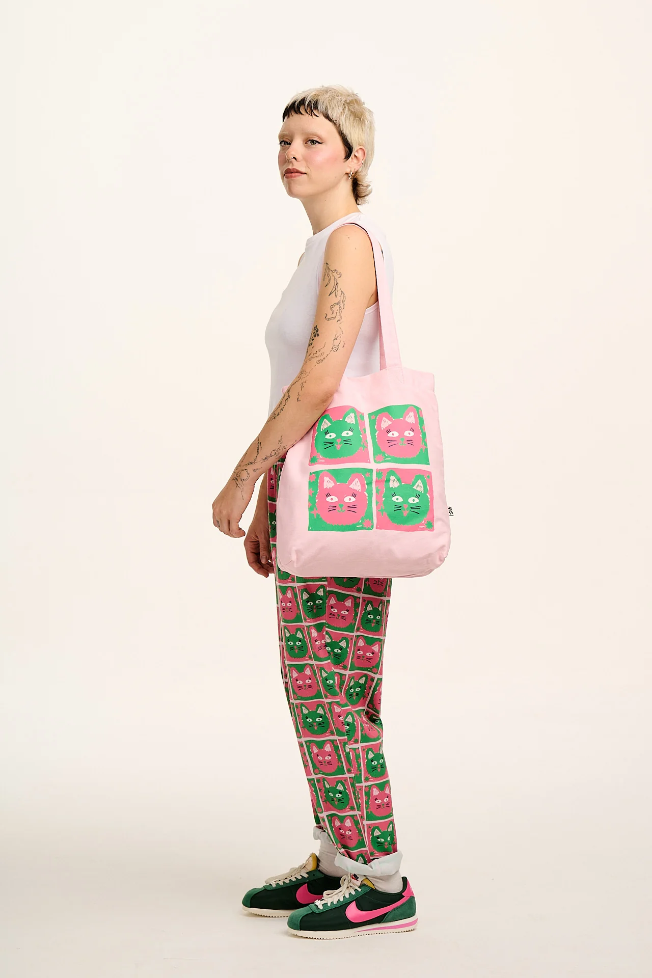 L.E Felix - Cotton Tote Bag with Cat Print