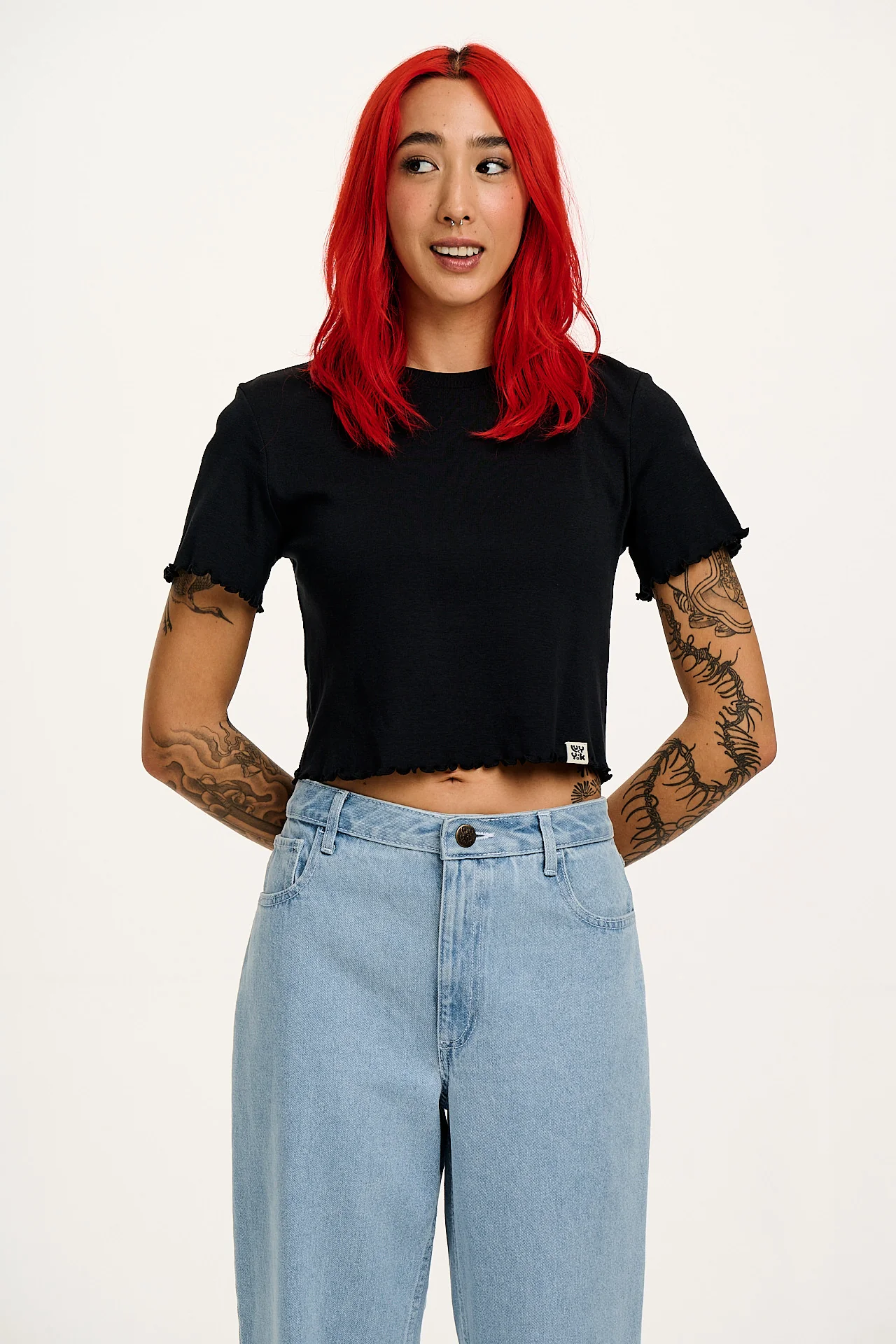 Greta - Cropped Cotton Top in Black