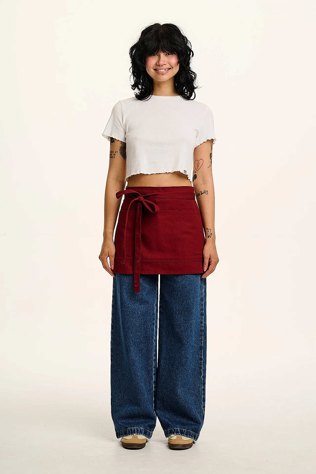 Millau - Midweight Cotton Waist Apron in Maroon