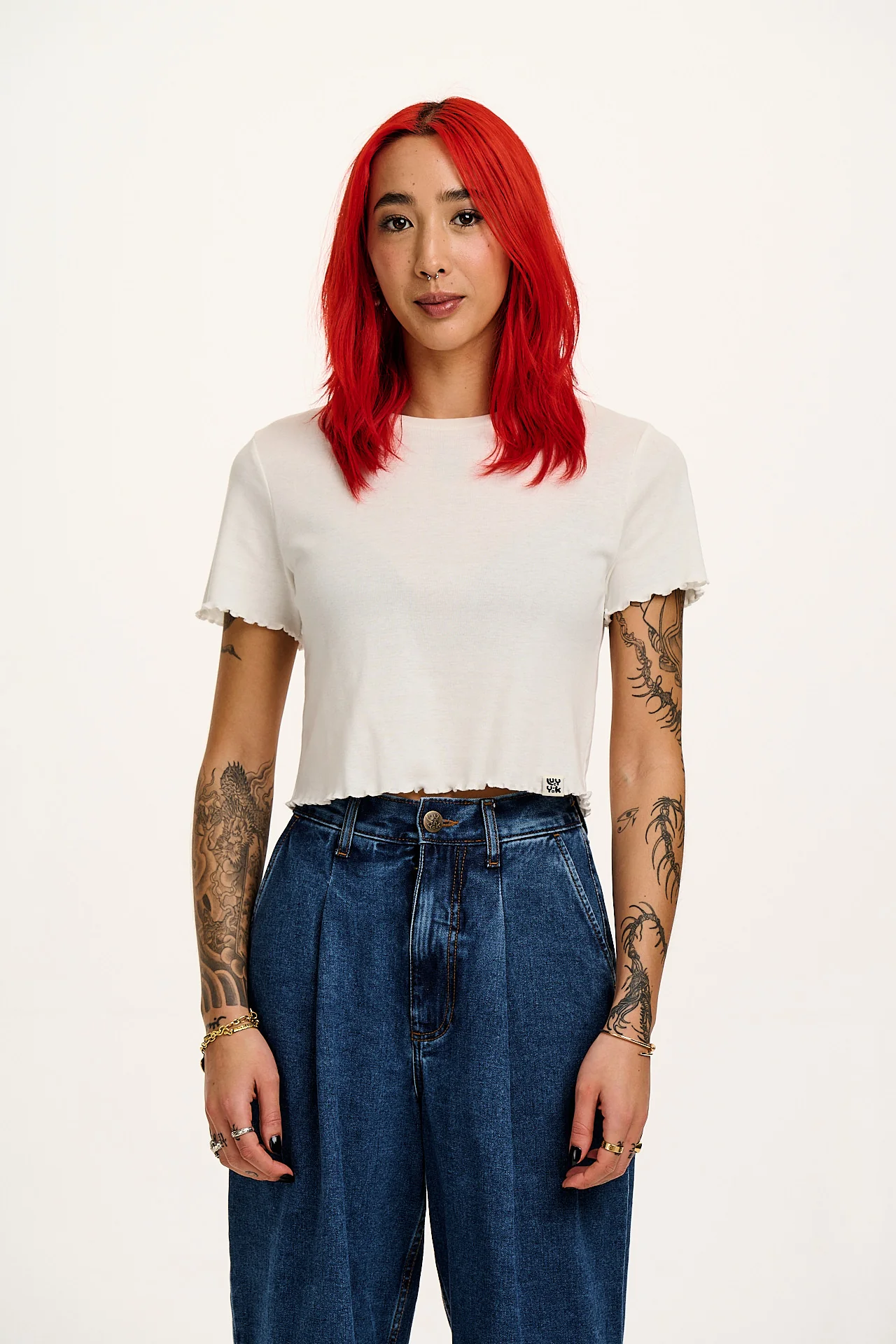 Greta - Cropped Cotton Top in Ecru