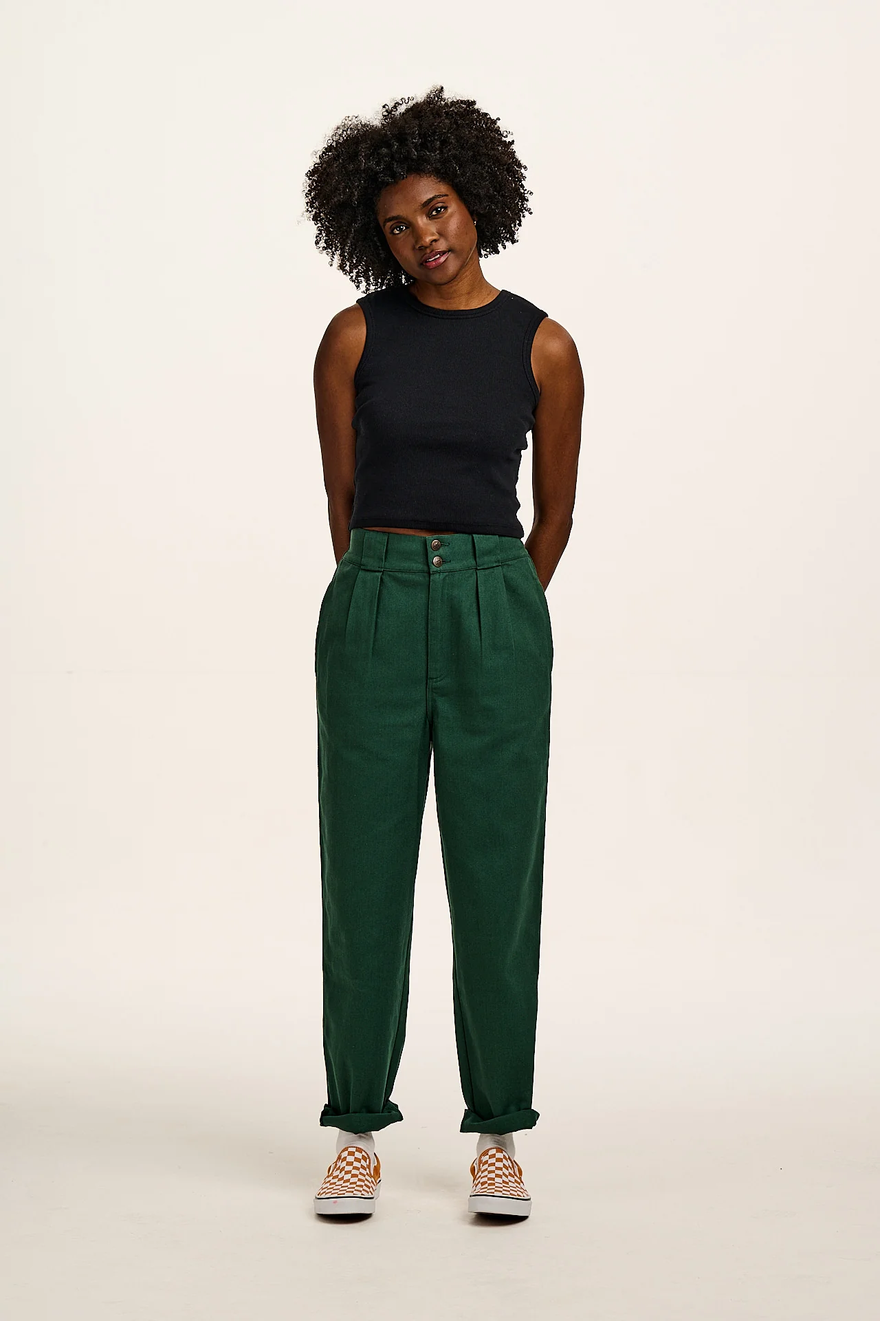 Addison - Cotton Jeans in Posy Green