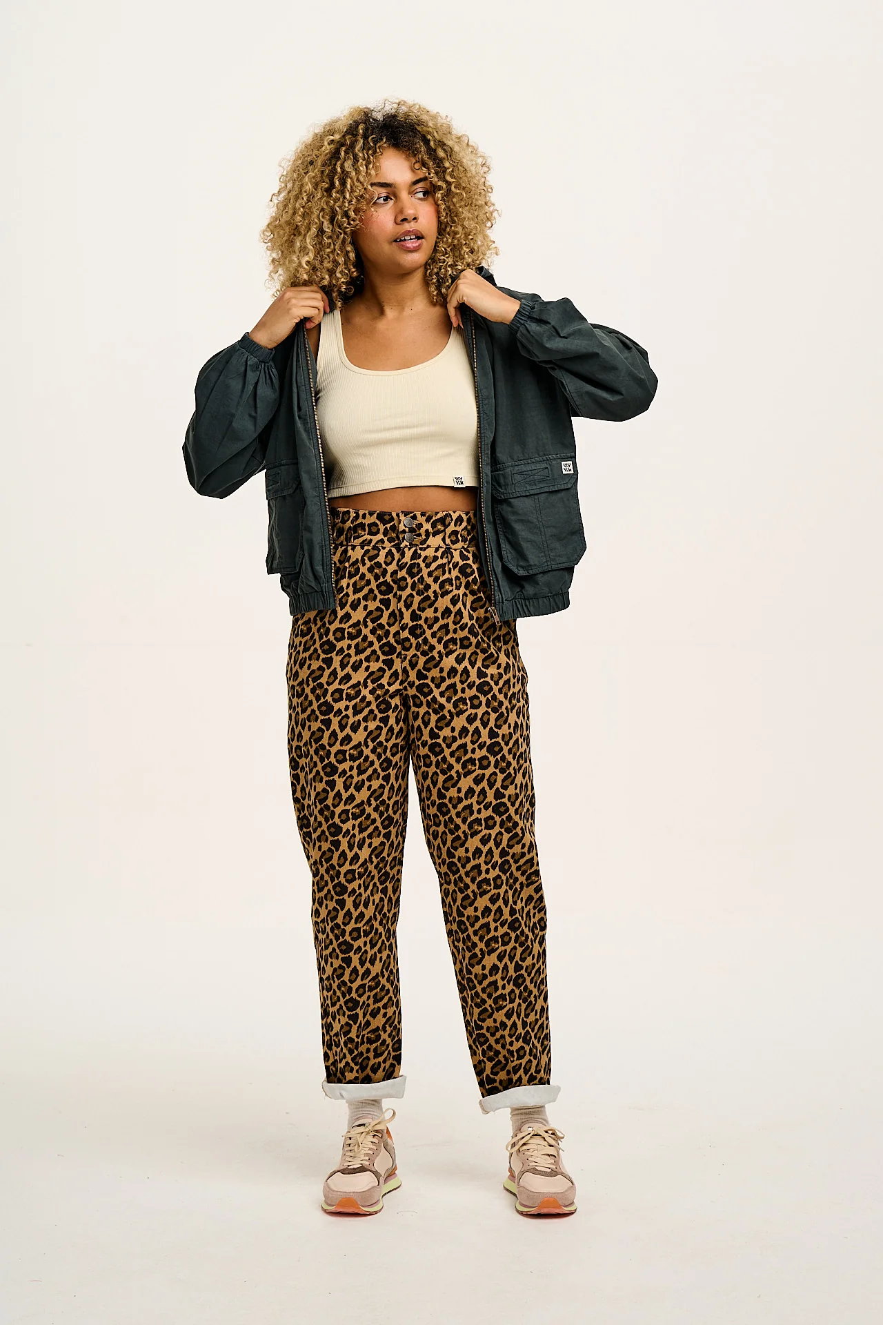 Addison - Cotton Jeans in Leopard Print