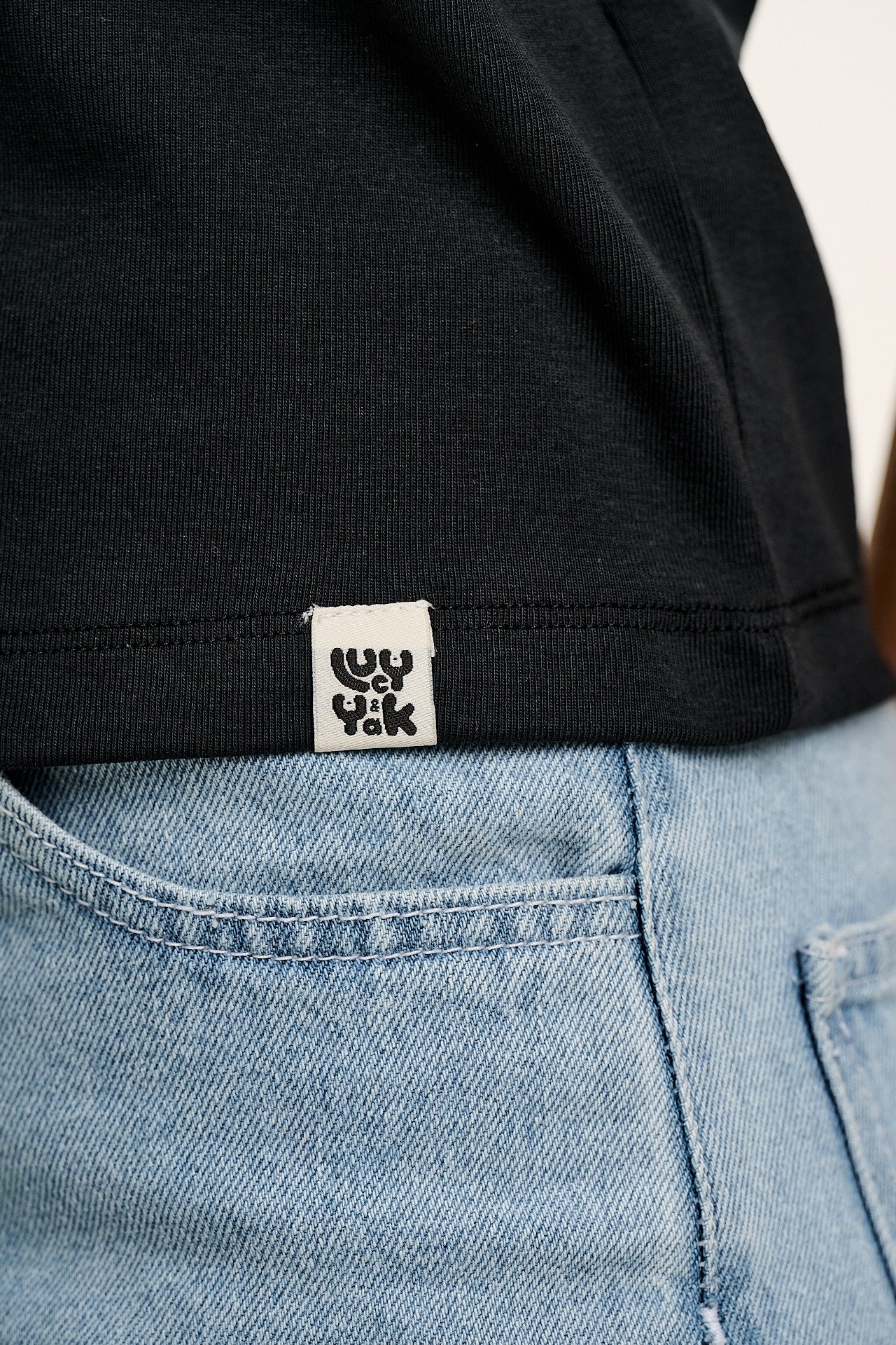 Maya - Cotton Tee in Black with Ditsy Floral Print