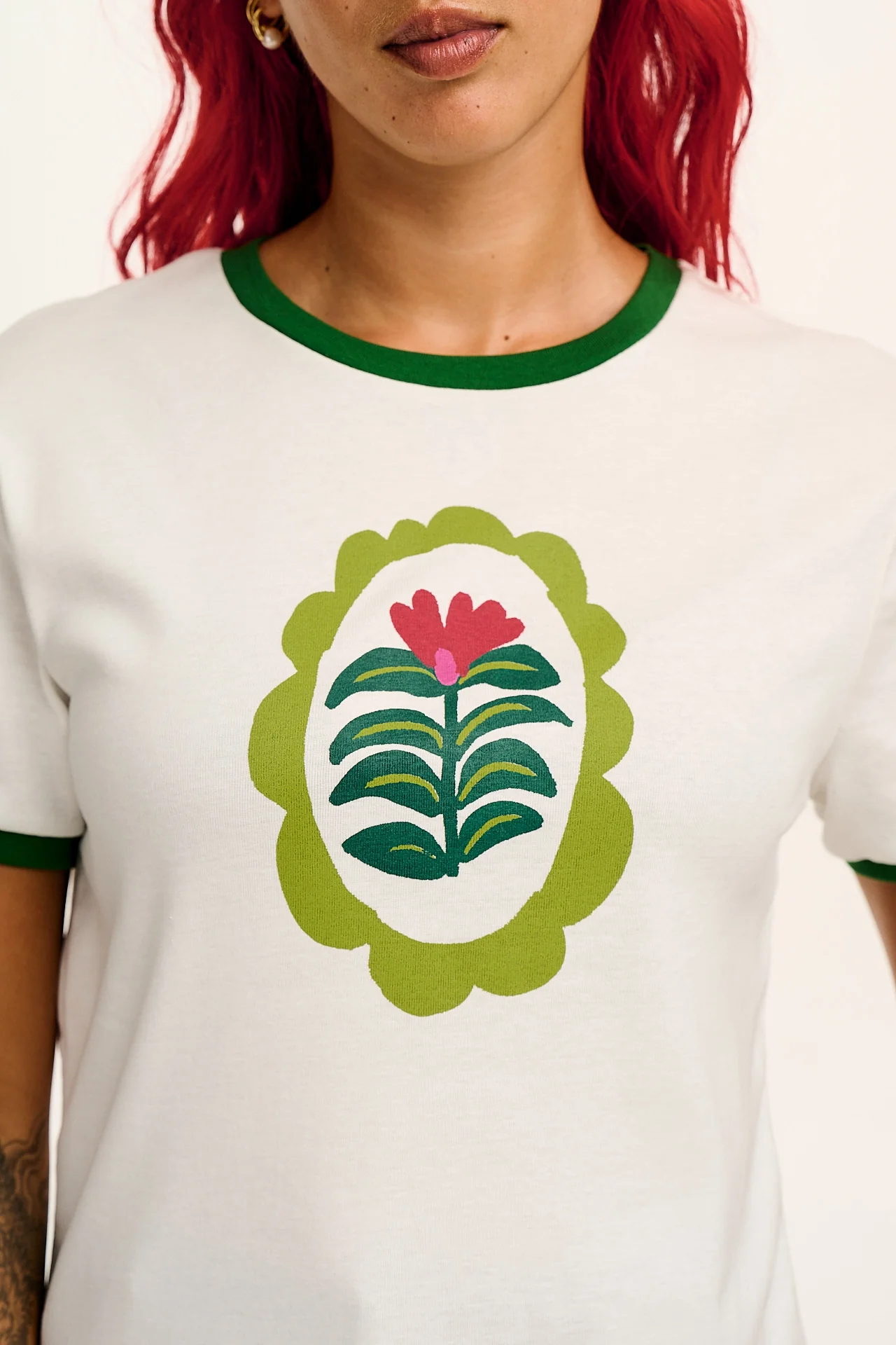 Maya - Cotton Tee in Flower Placement Print