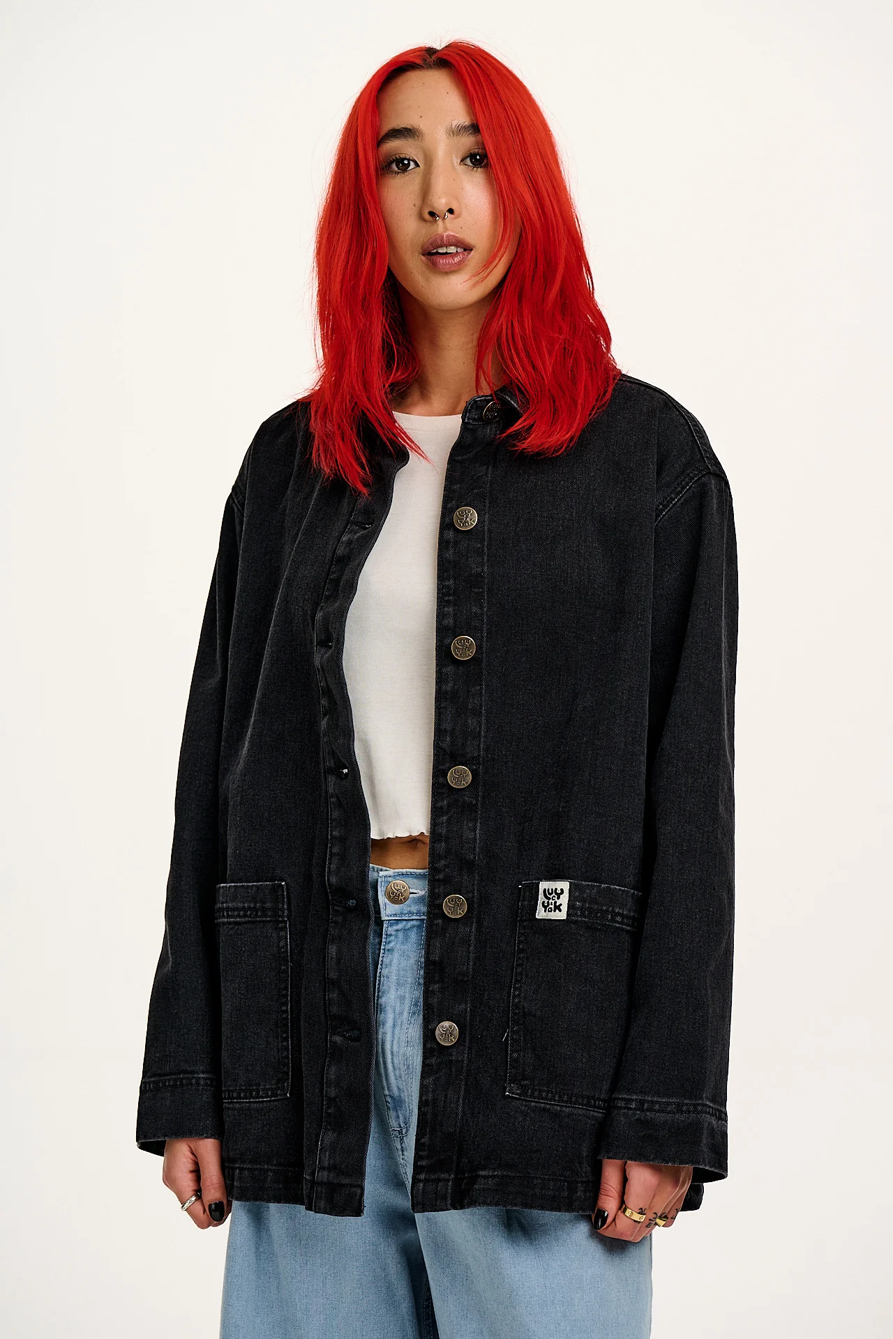Olly - Denim Jacket in Washed Black