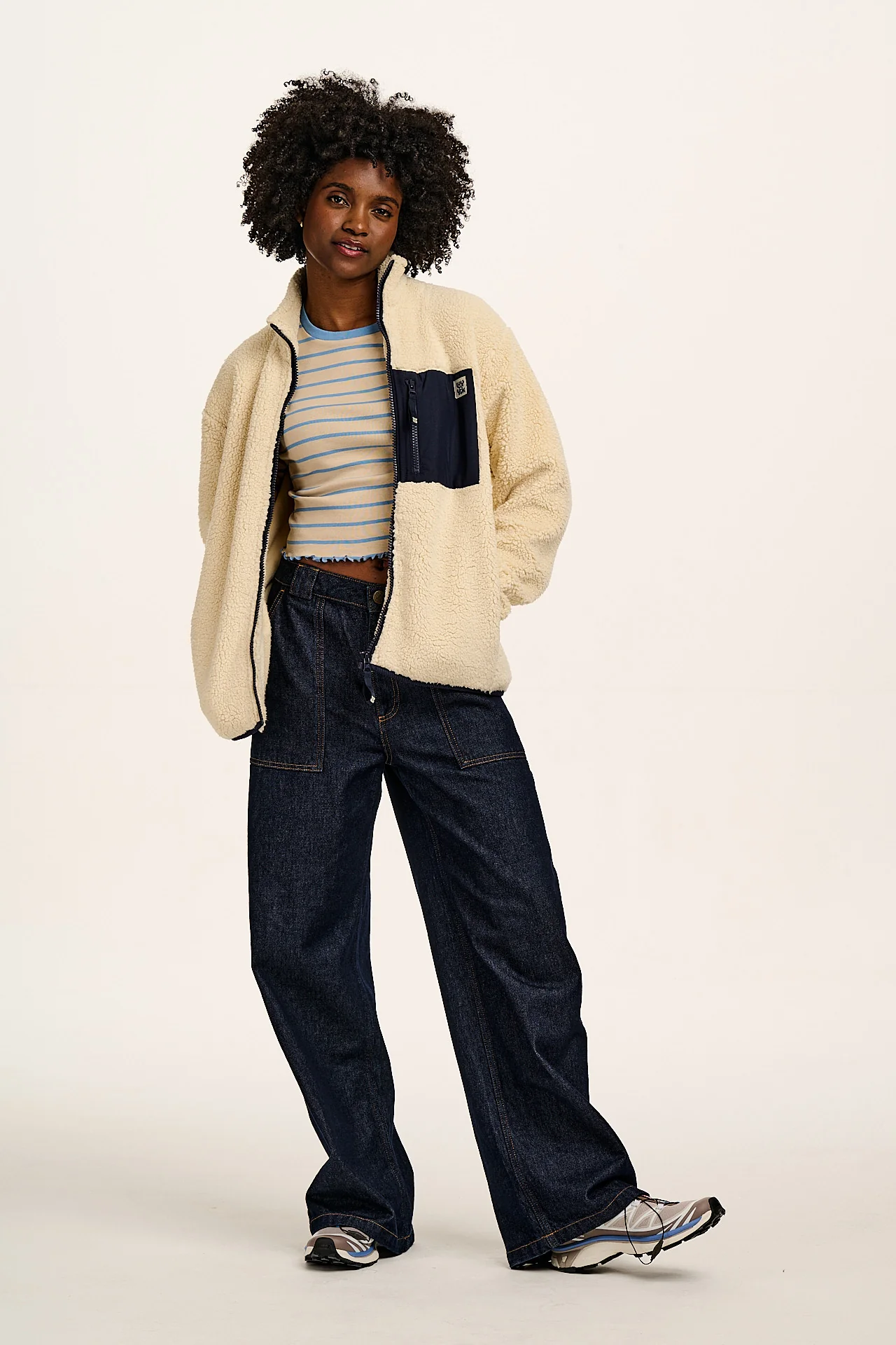 Harper - Borg Fleece Jacket in Cream