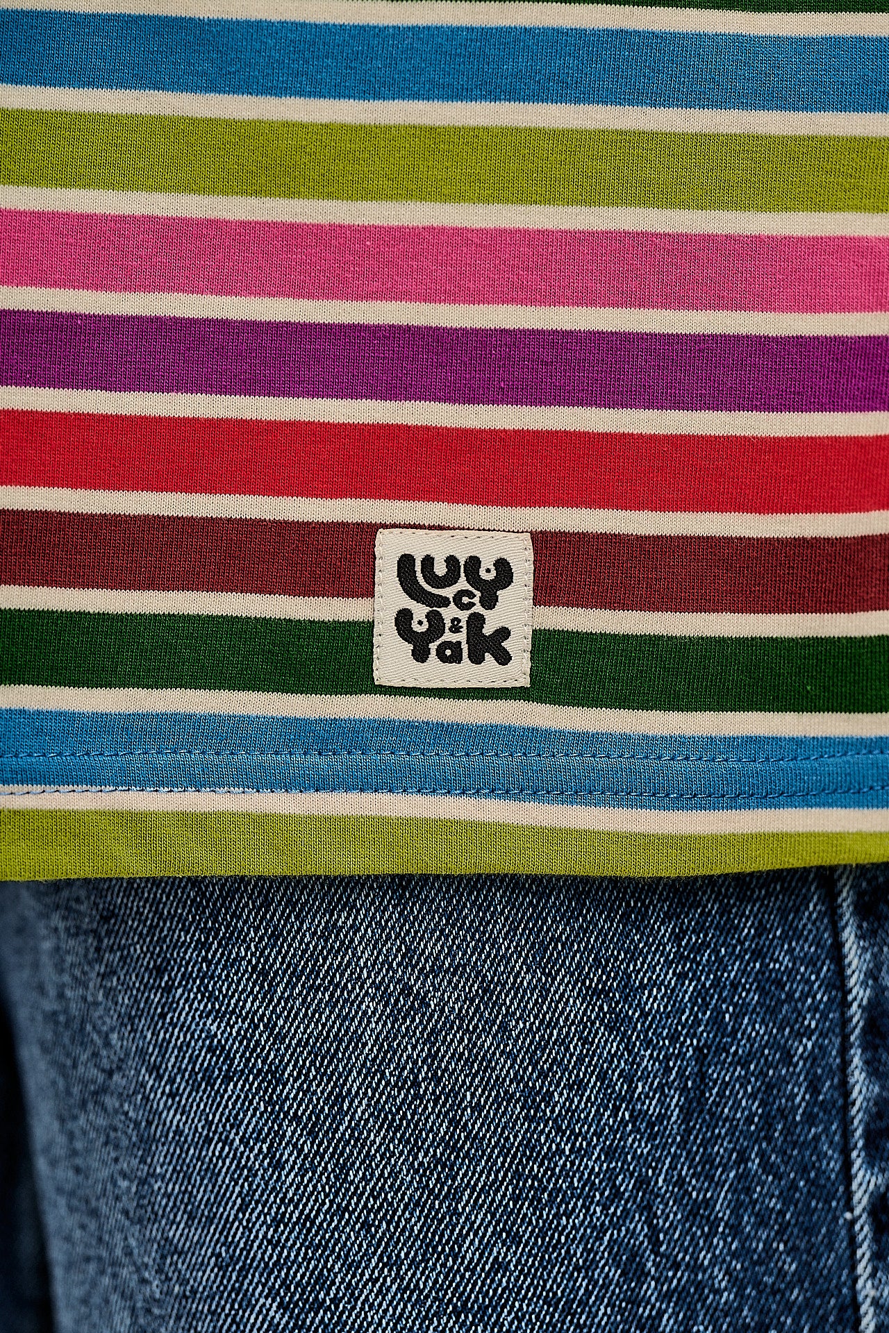 Benny - Oversized Cotton Tee in Rainbow Stripe