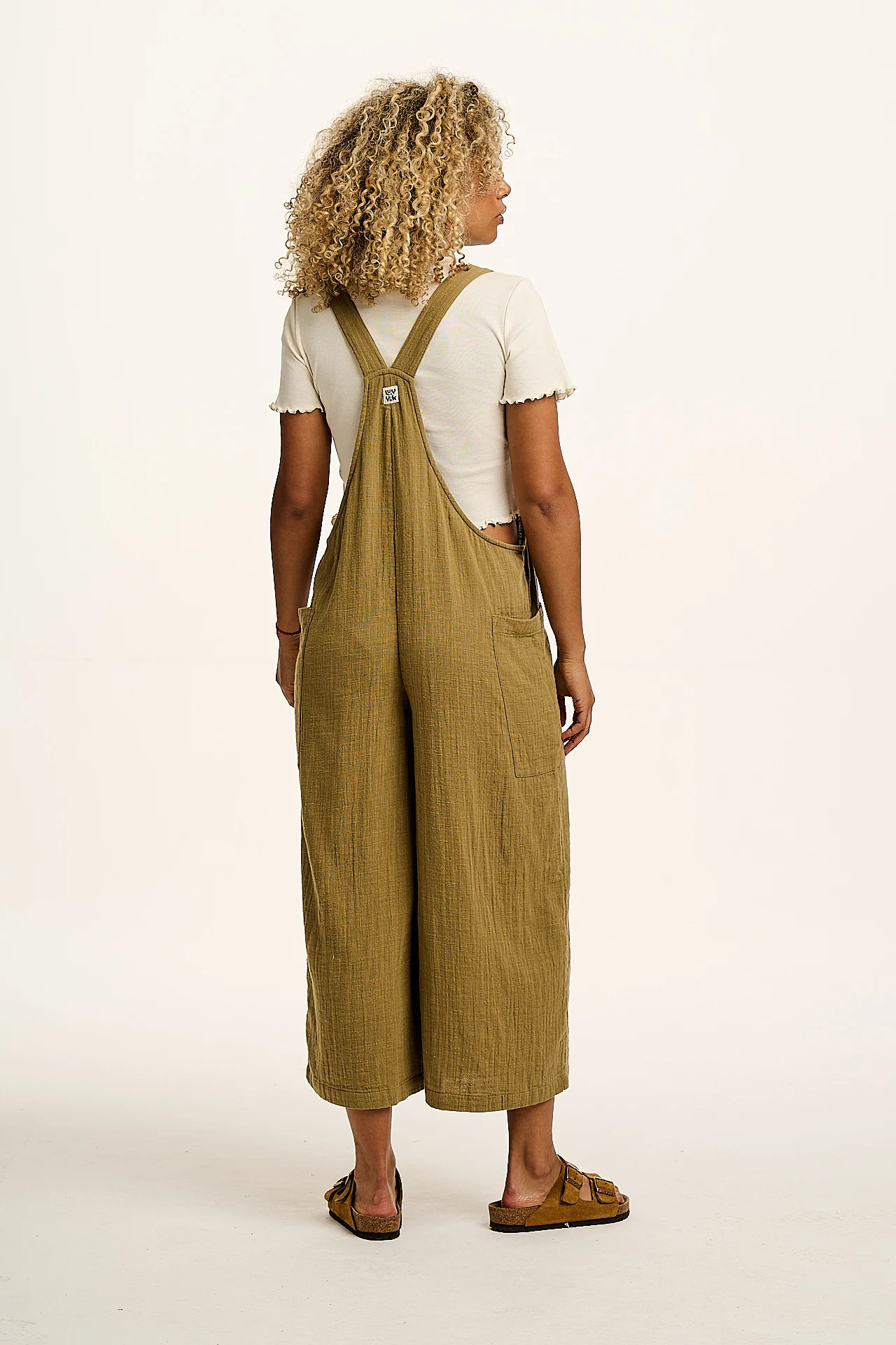 Rudy - Cotton Gauze Dungarees in Olive Green