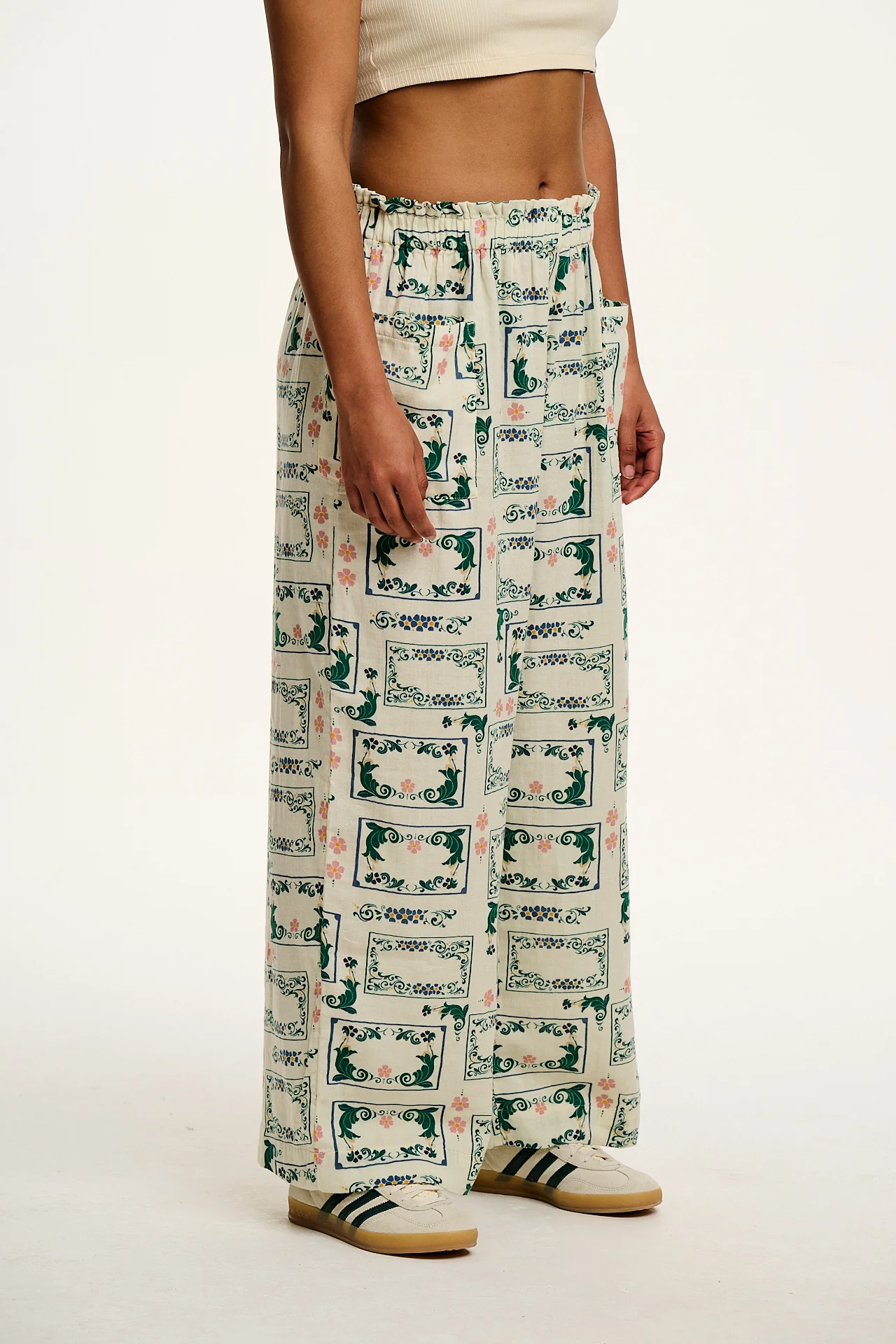 Sierra - Wide Leg  Cotton Trousers in Sweet Pea Print