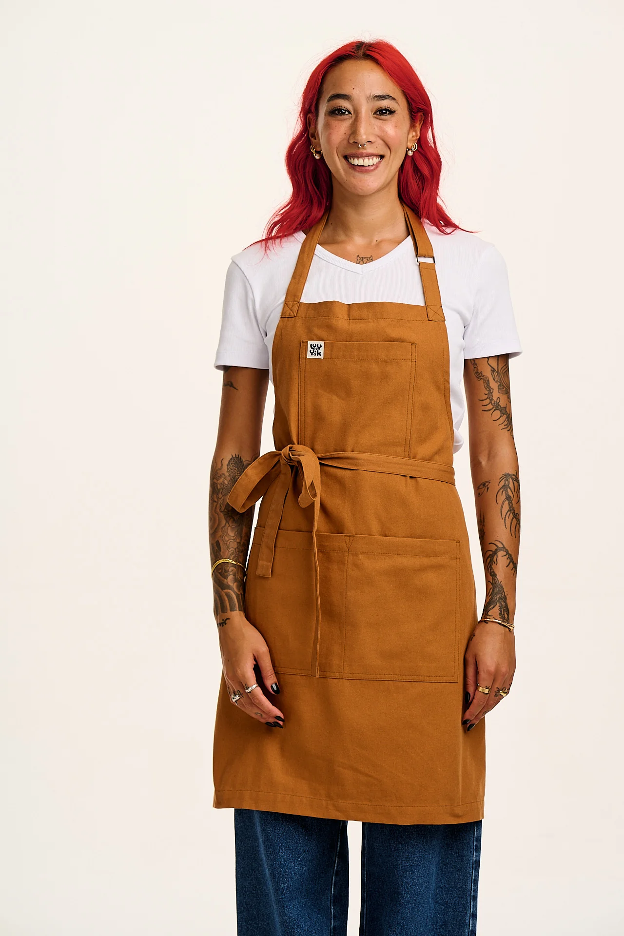 Ada - Midweight Cotton Apron in Tan