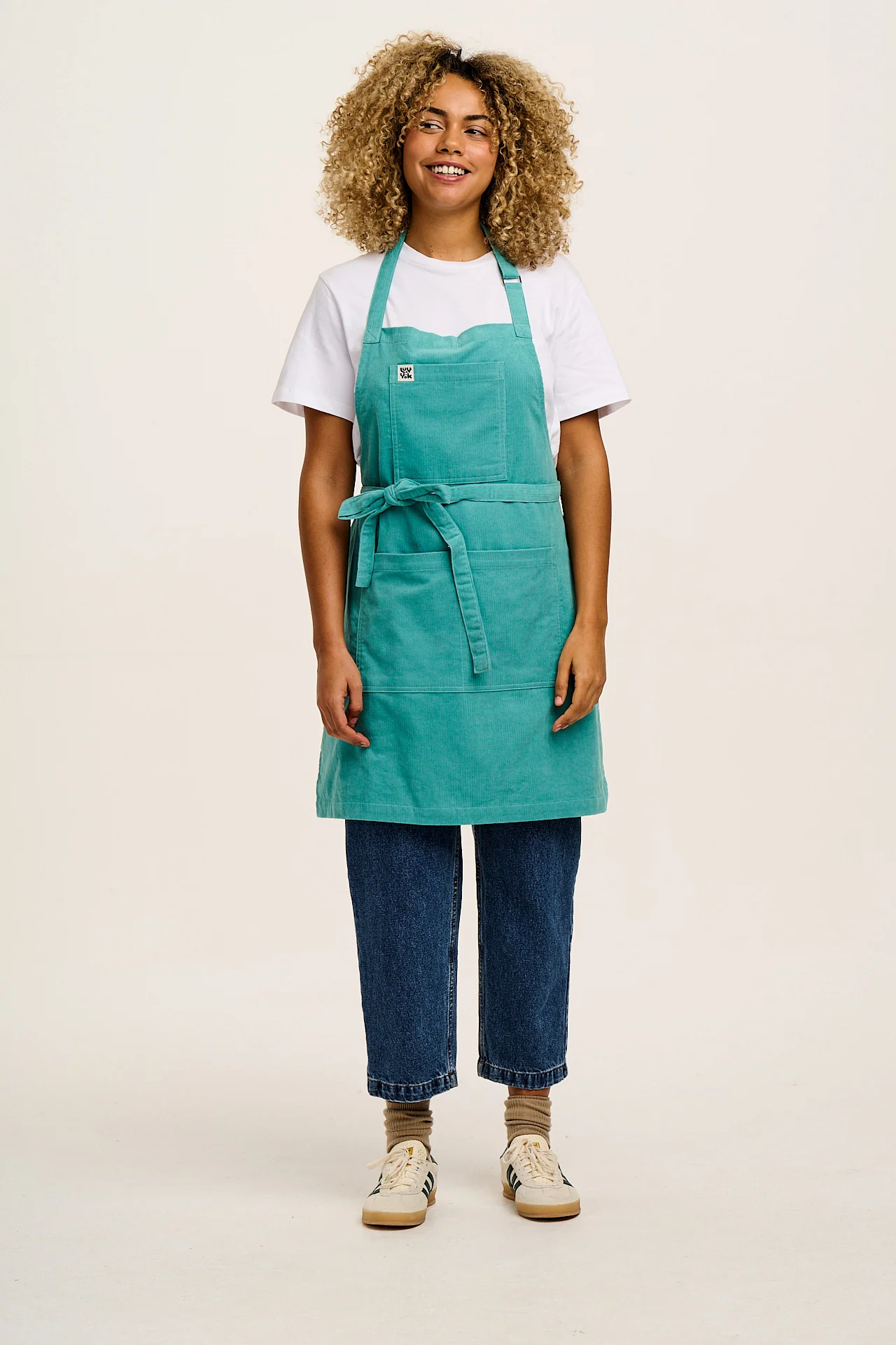 Ada - Midweight Corduroy Apron in Jade Green