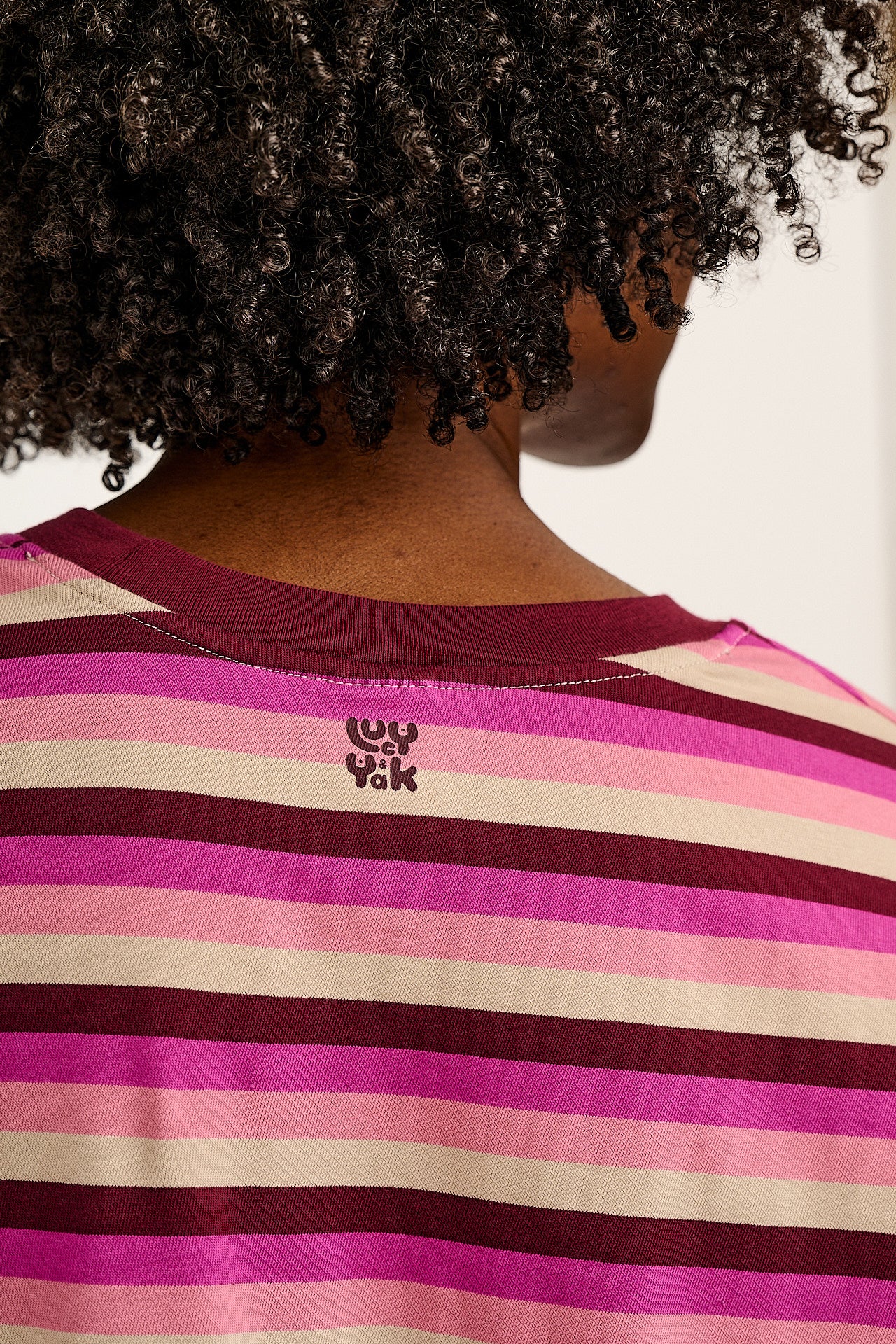 Mysen - Long Sleeve Cotton Tee in Pink Stripe