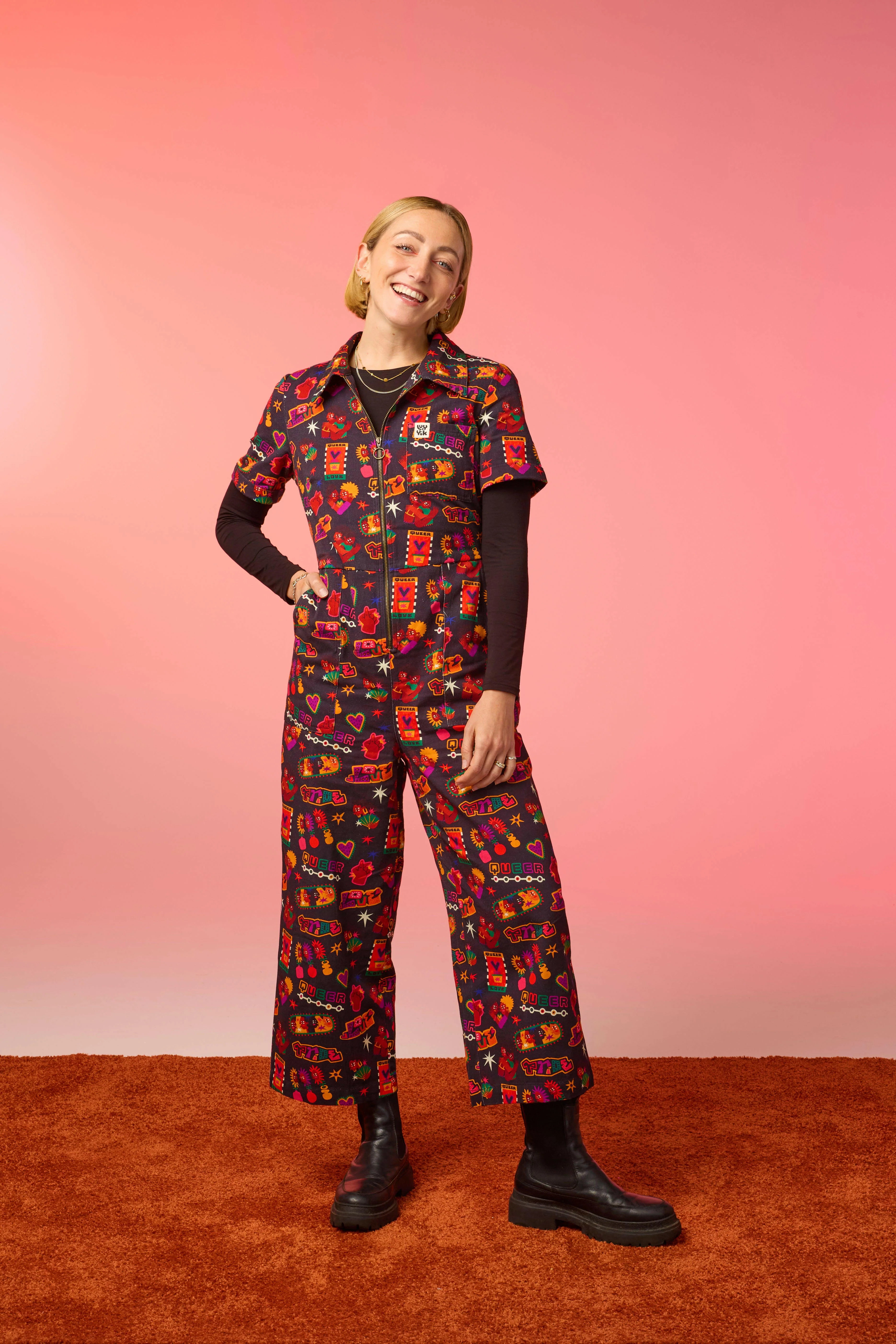 L.E. Ragan - Cotton Jumpsuit in Artist Print by Amanda Lobos