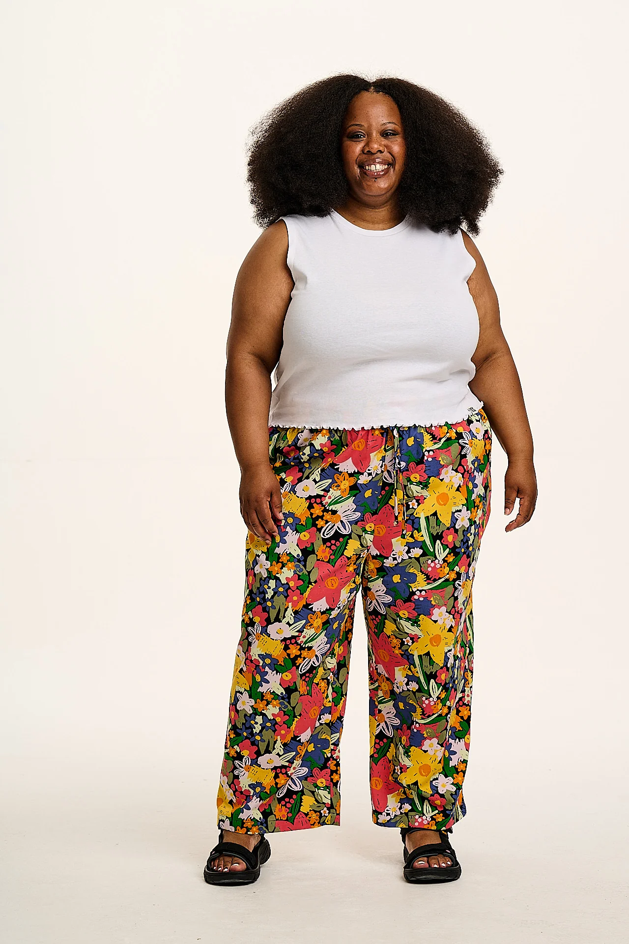 Chuck - Wide Leg Cotton Trousers in Eloise Floral Print