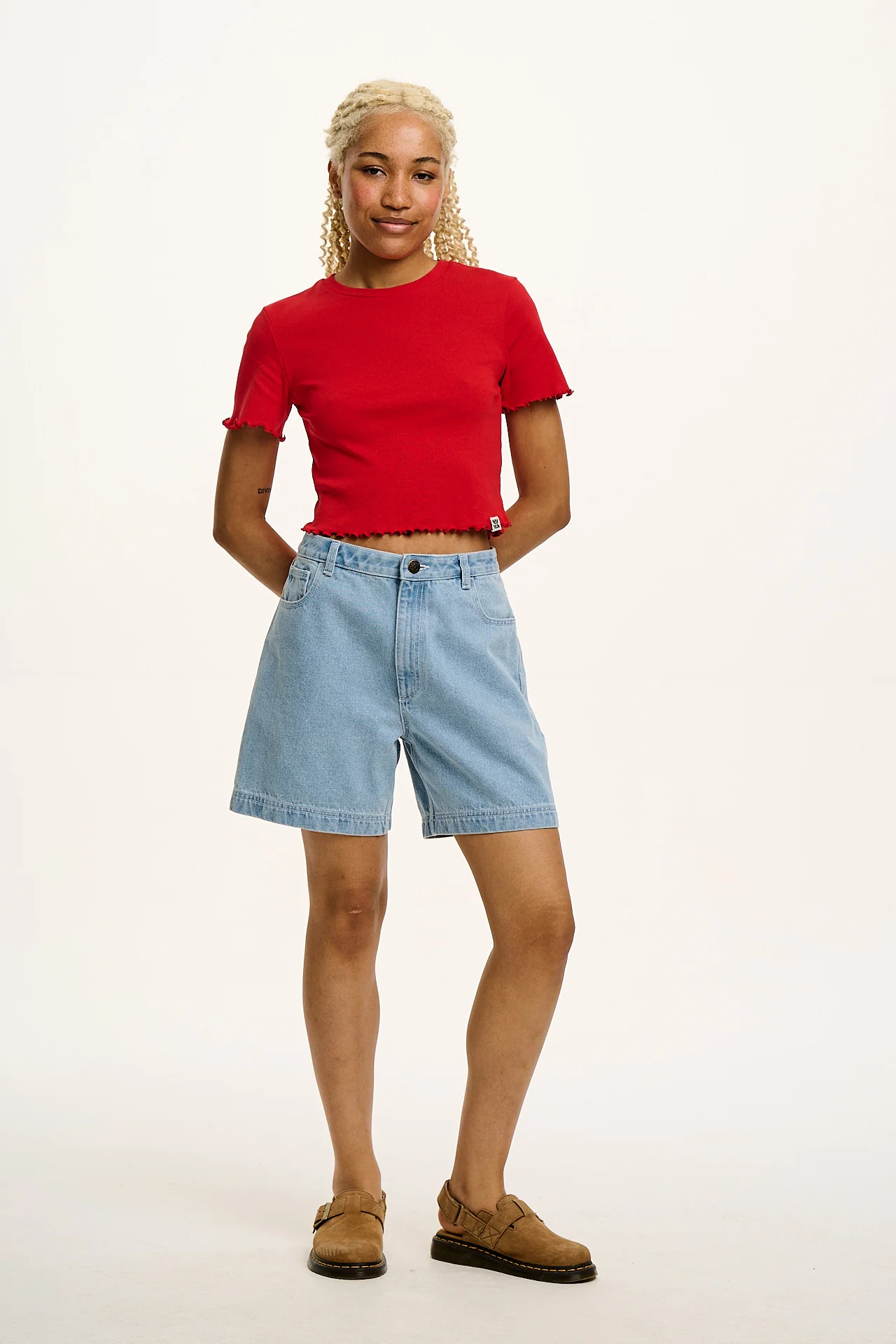 Greta - Cropped Cotton Top in Red