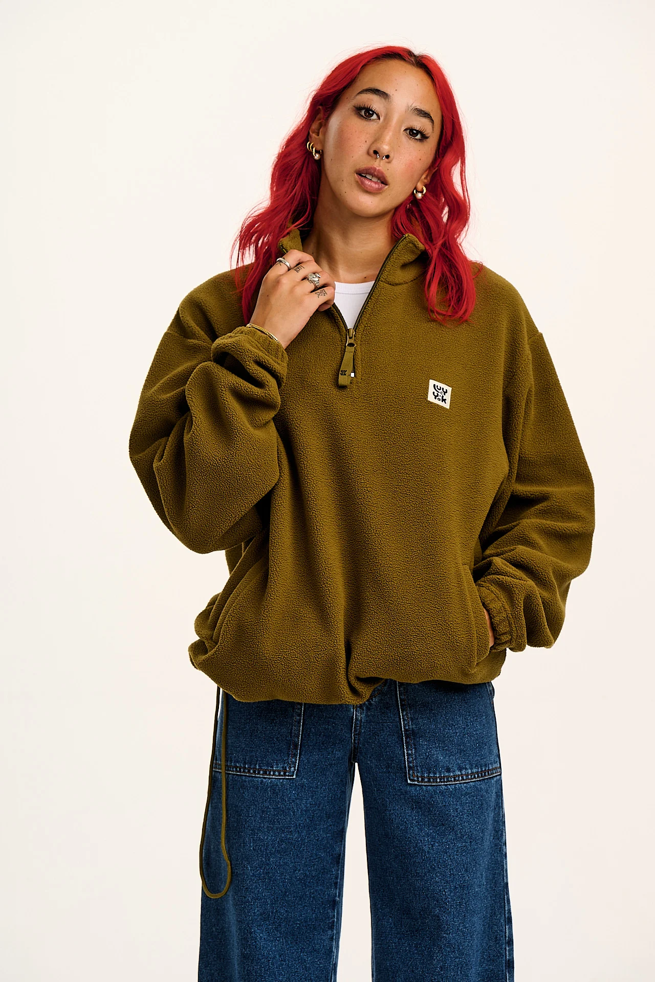 Stevie - Polar Fleece in Khaki Green