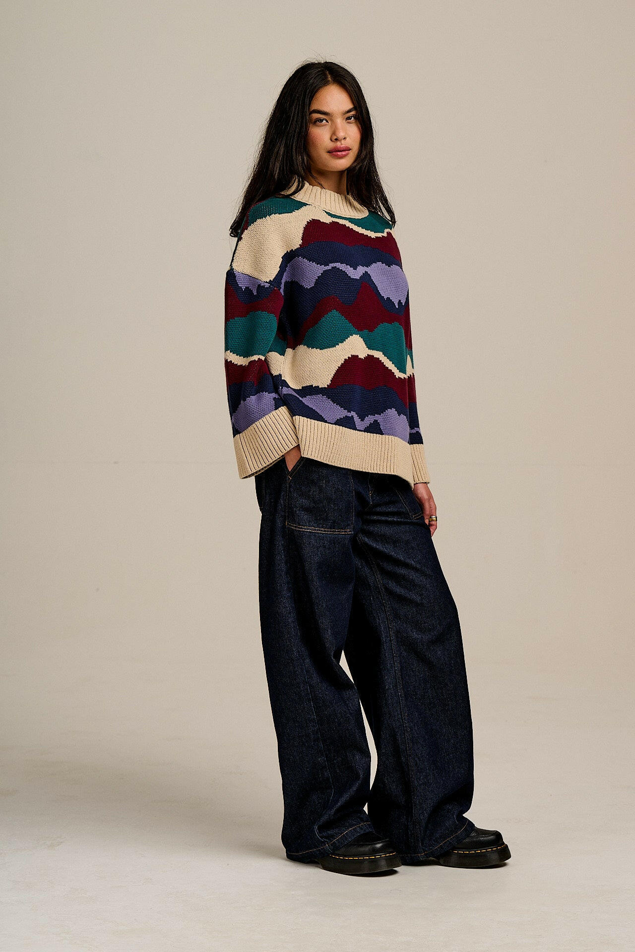 Amari - Oversized Knitted Jumper in Ethereal Landscape